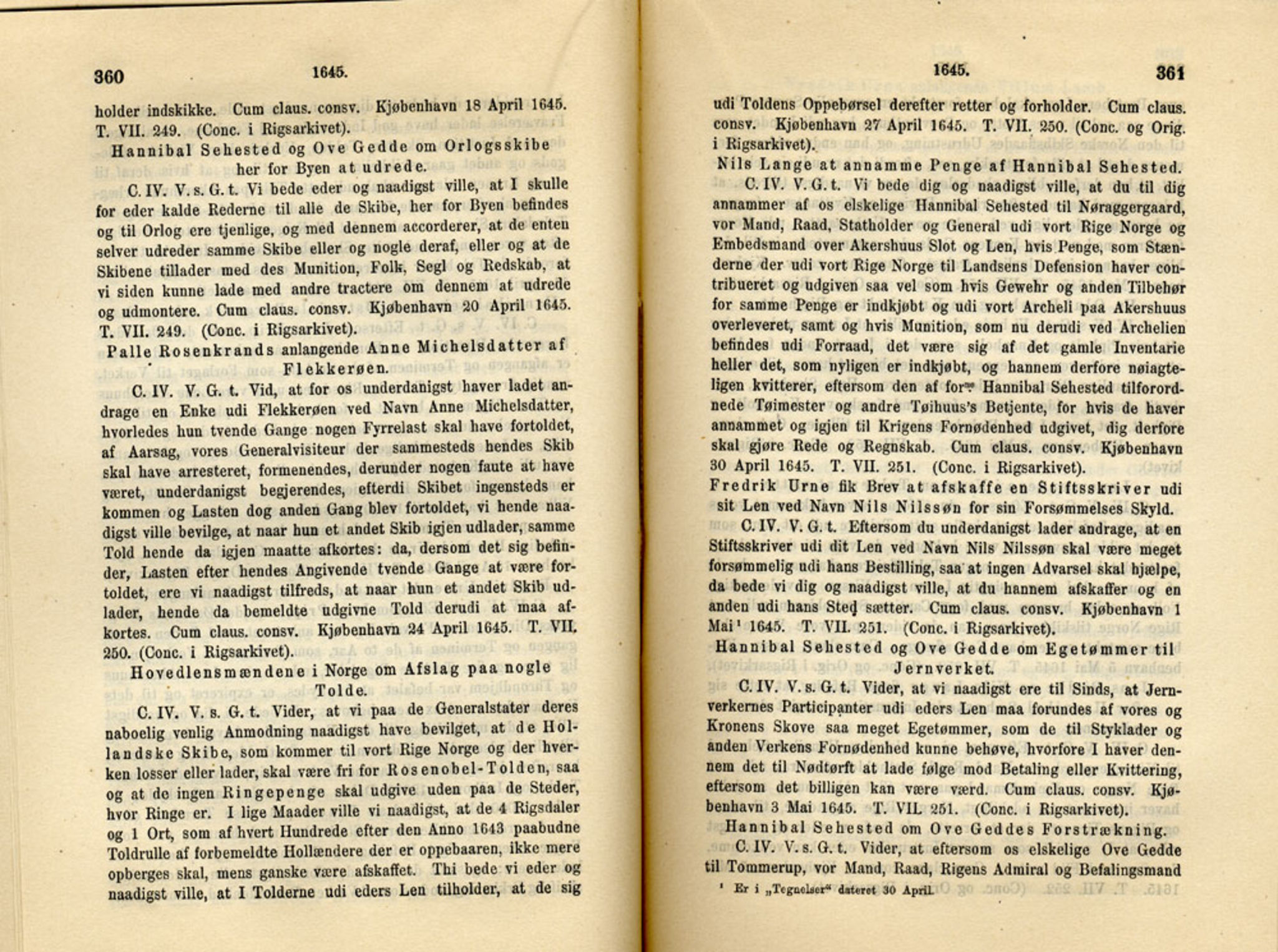 Publikasjoner utgitt av Det Norske Historiske Kildeskriftfond, PUBL/-/-/-: Norske Rigs-Registranter, bind 8, 1641-1648, s. 360-361