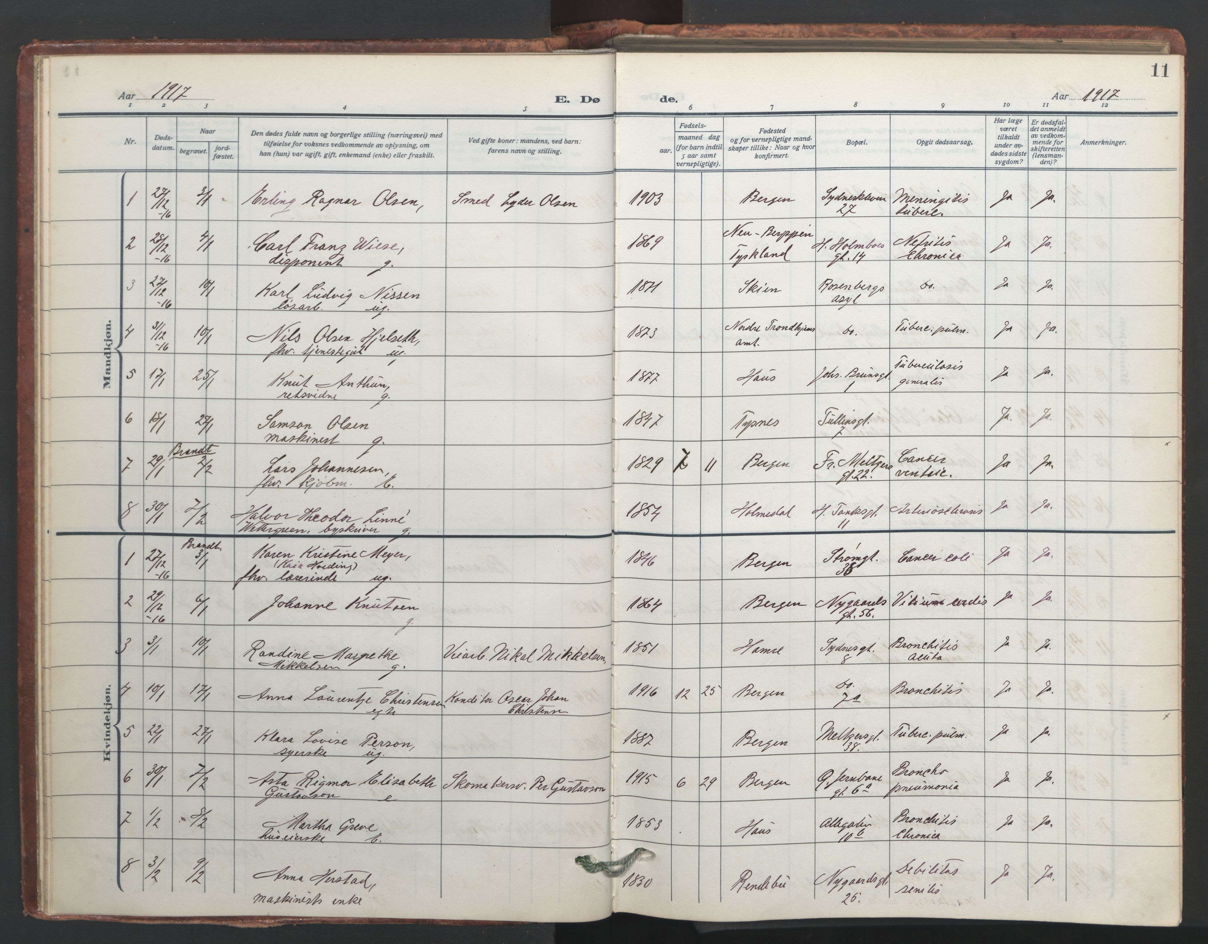 Johanneskirken sokneprestembete, AV/SAB-A-76001/H/Hab: Klokkerbok nr. D 2, 1916-1950, s. 10b-11a