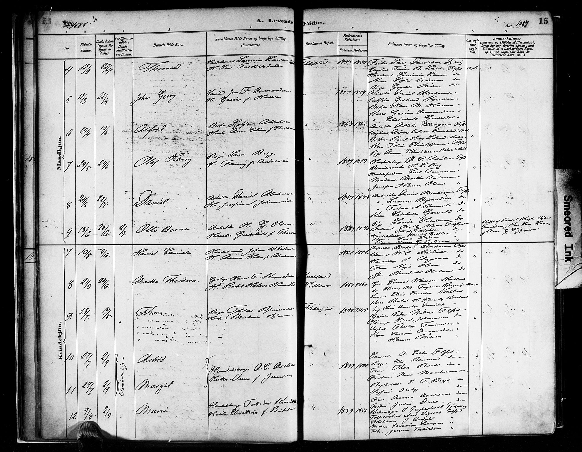 Flekkefjord sokneprestkontor, AV/SAK-1111-0012/F/Fa/Faa/L0001: Ministerialbok nr. A 1, 1885-1900, s. 15