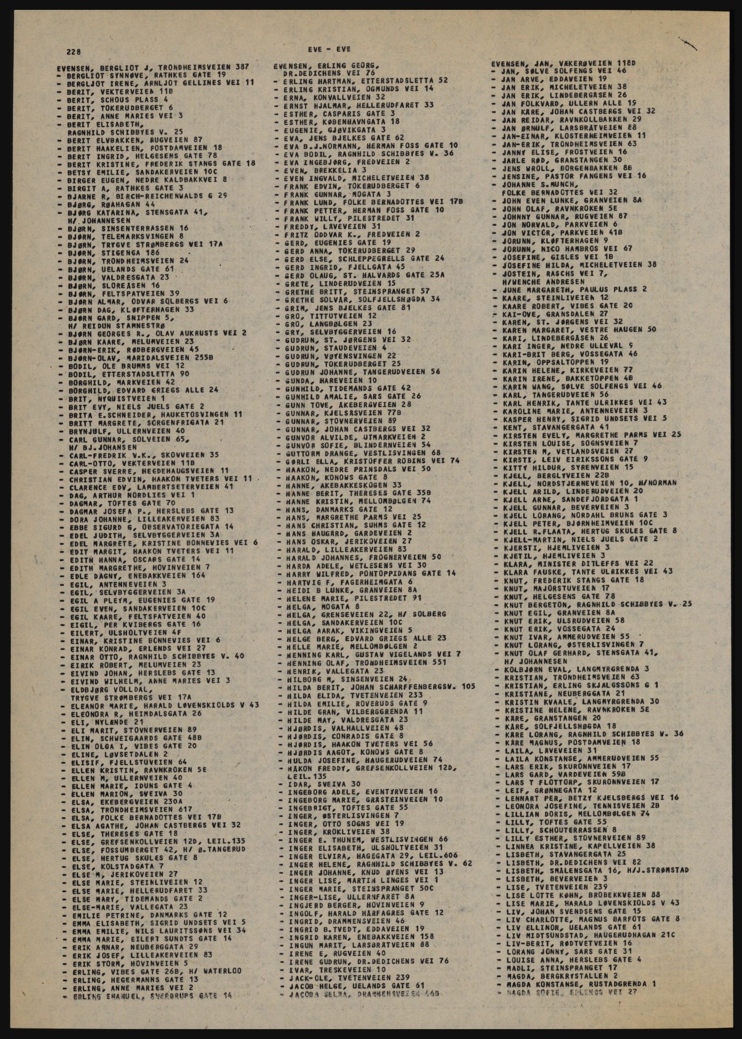 Kristiania/Oslo adressebok, PUBL/-, 1984-1985, s. 228