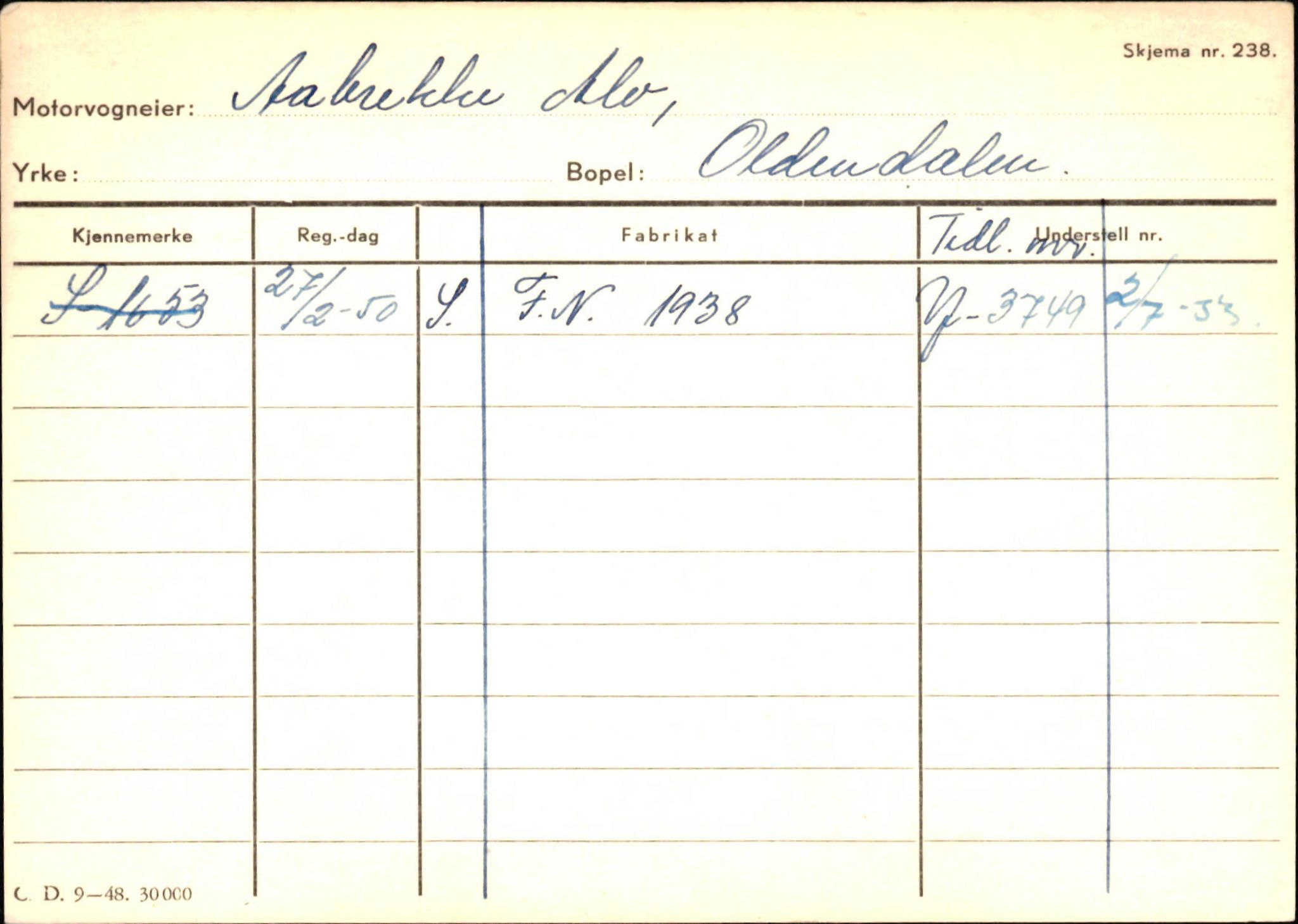 Statens vegvesen, Sogn og Fjordane vegkontor, SAB/A-5301/4/F/L0131: Eigarregister Høyanger P-Å. Stryn S-Å, 1945-1975, s. 2529