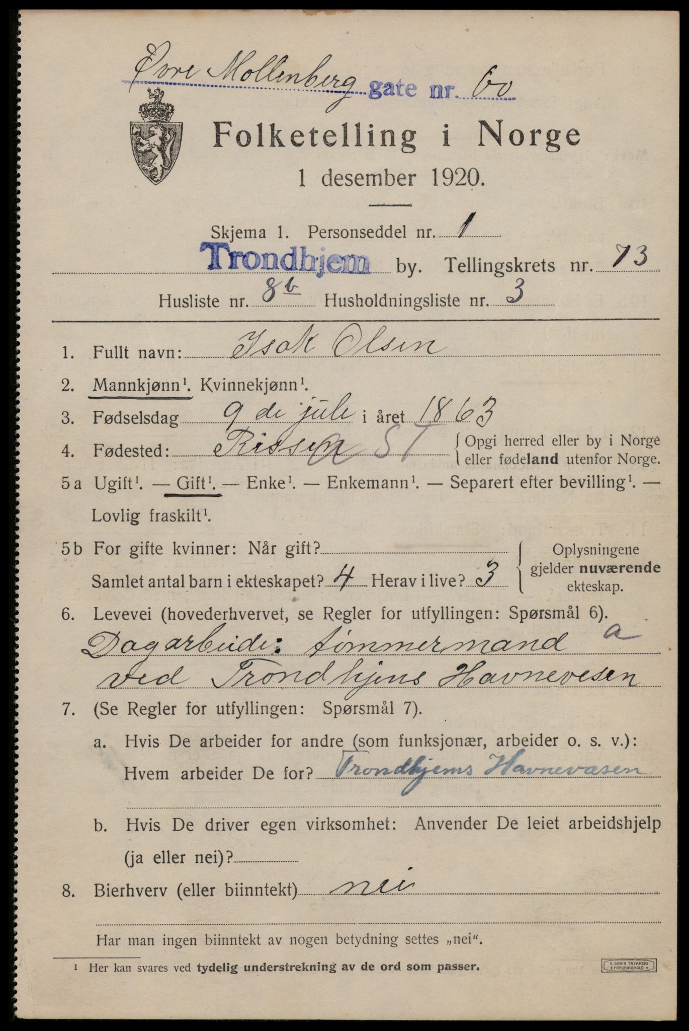 SAT, Folketelling 1920 for 1601 Trondheim kjøpstad, 1920, s. 140332