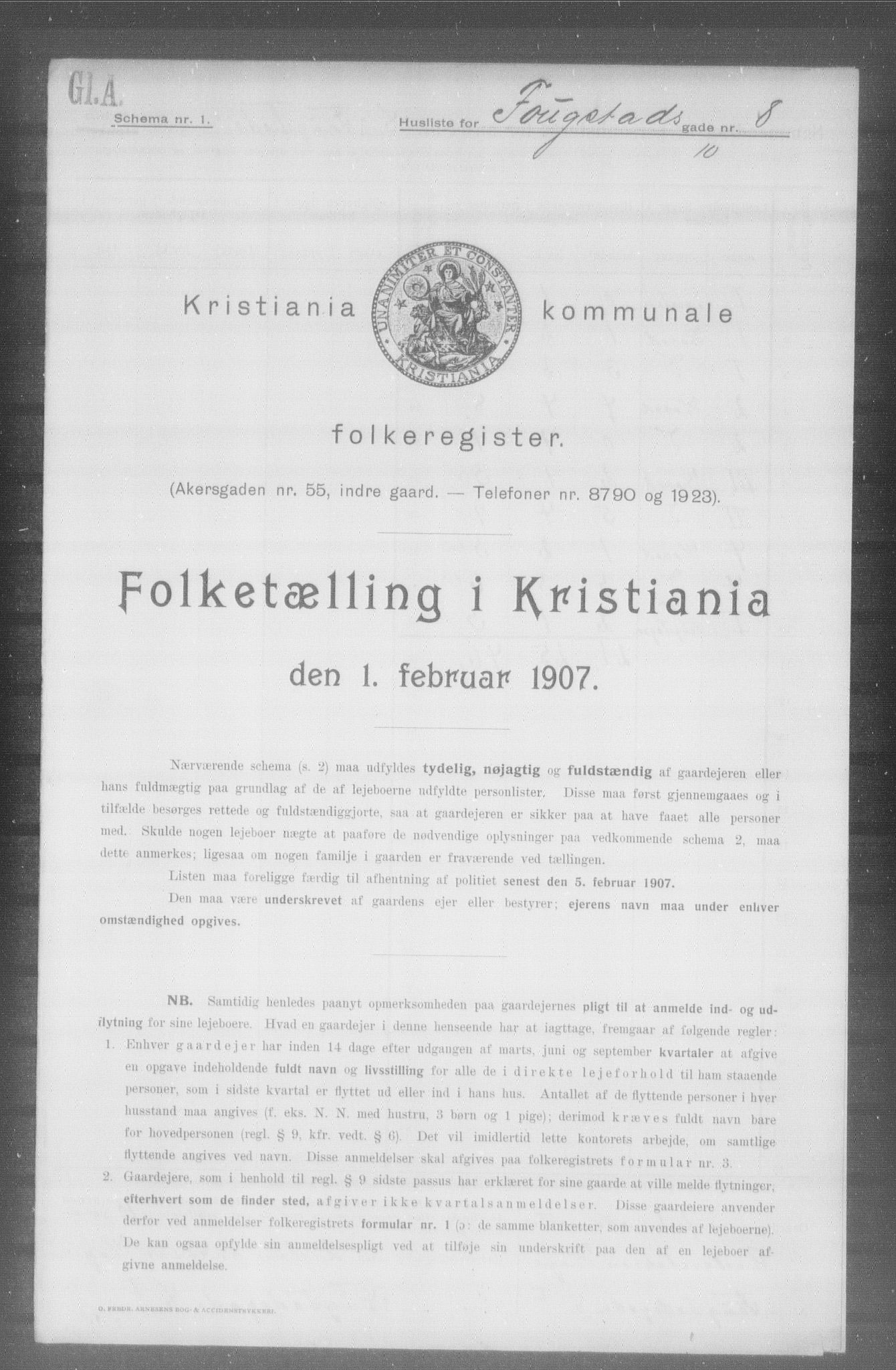 OBA, Kommunal folketelling 1.2.1907 for Kristiania kjøpstad, 1907, s. 12883