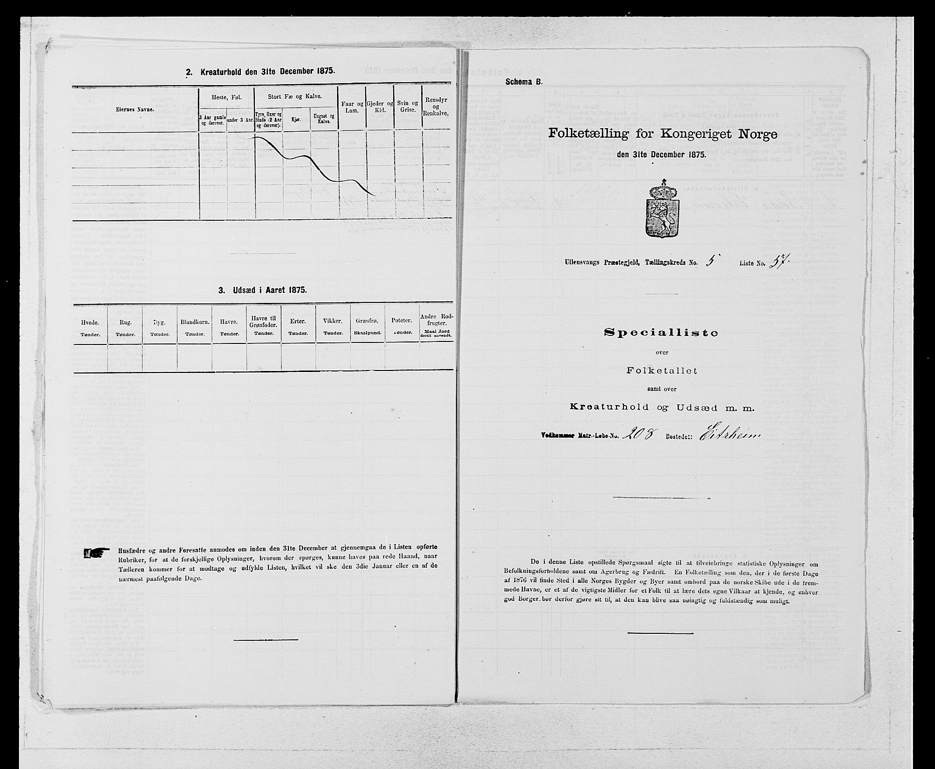 SAB, Folketelling 1875 for 1230P Ullensvang prestegjeld, 1875, s. 499