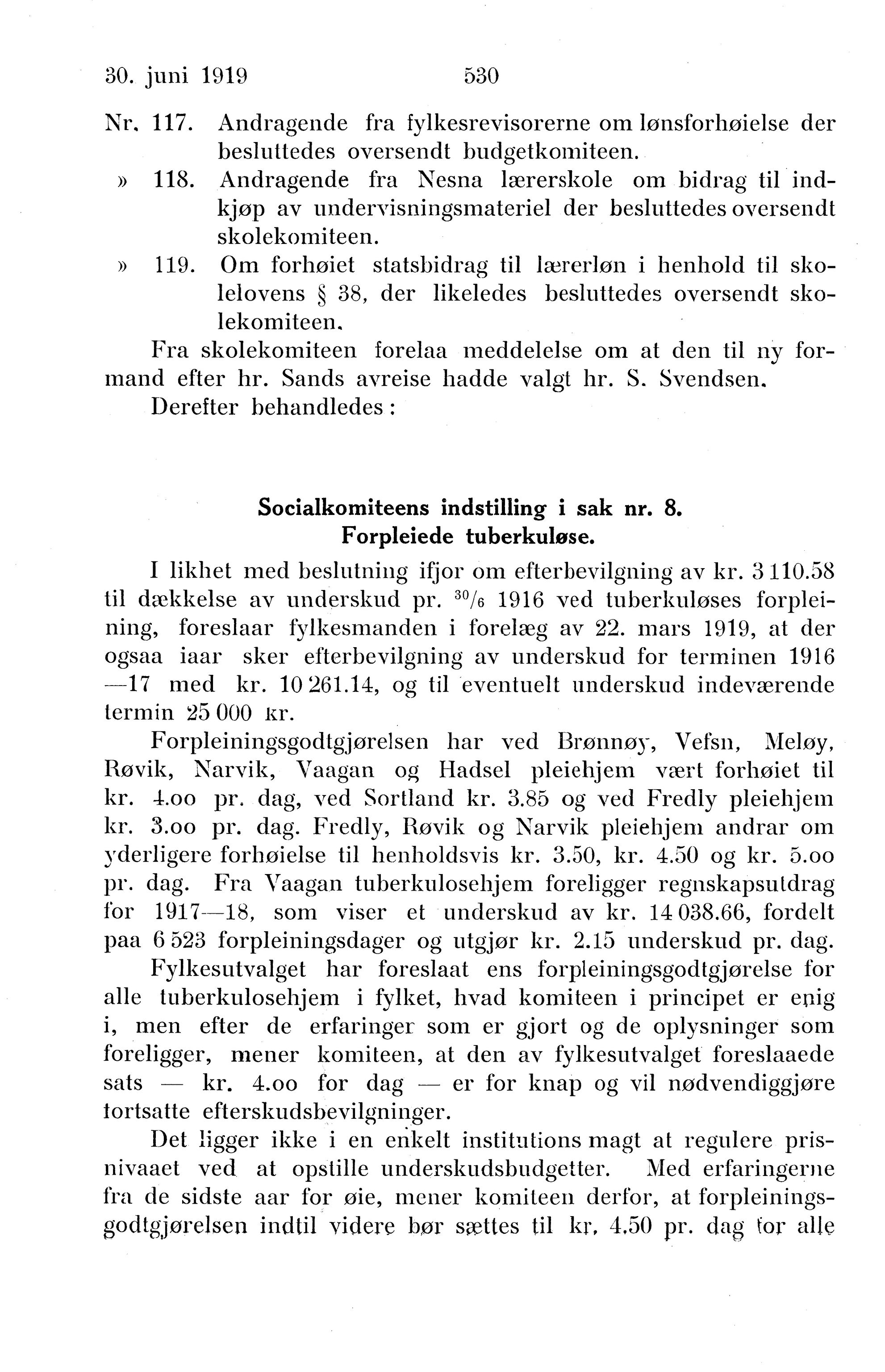 Nordland Fylkeskommune. Fylkestinget, AIN/NFK-17/176/A/Ac/L0042: Fylkestingsforhandlinger 1919, 1919