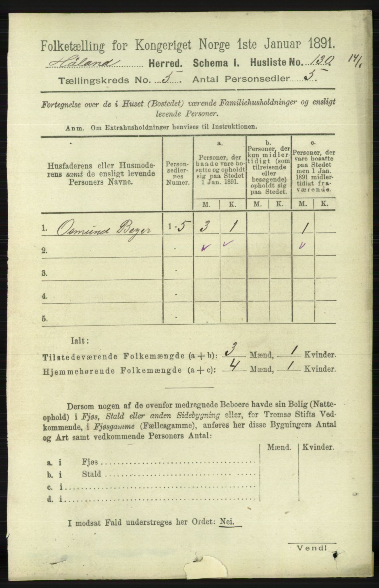 RA, Folketelling 1891 for 1124 Haaland herred, 1891, s. 3296