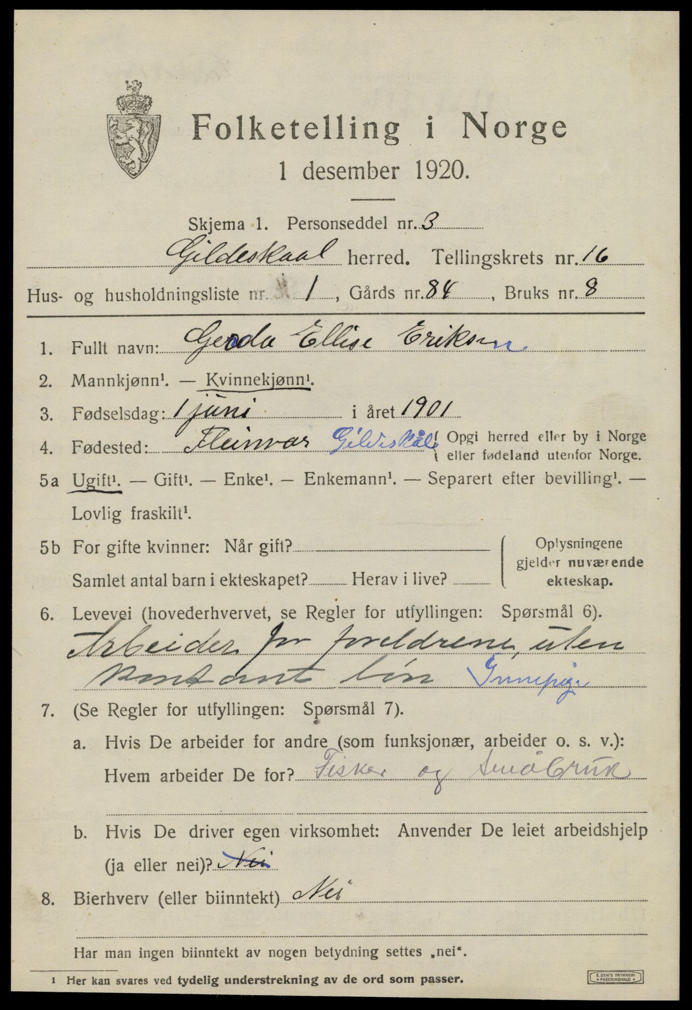SAT, Folketelling 1920 for 1838 Gildeskål herred, 1920, s. 10180