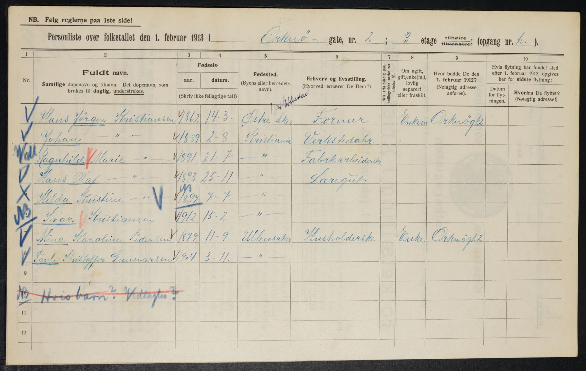 OBA, Kommunal folketelling 1.2.1914 for Kristiania, 1914, s. 75955