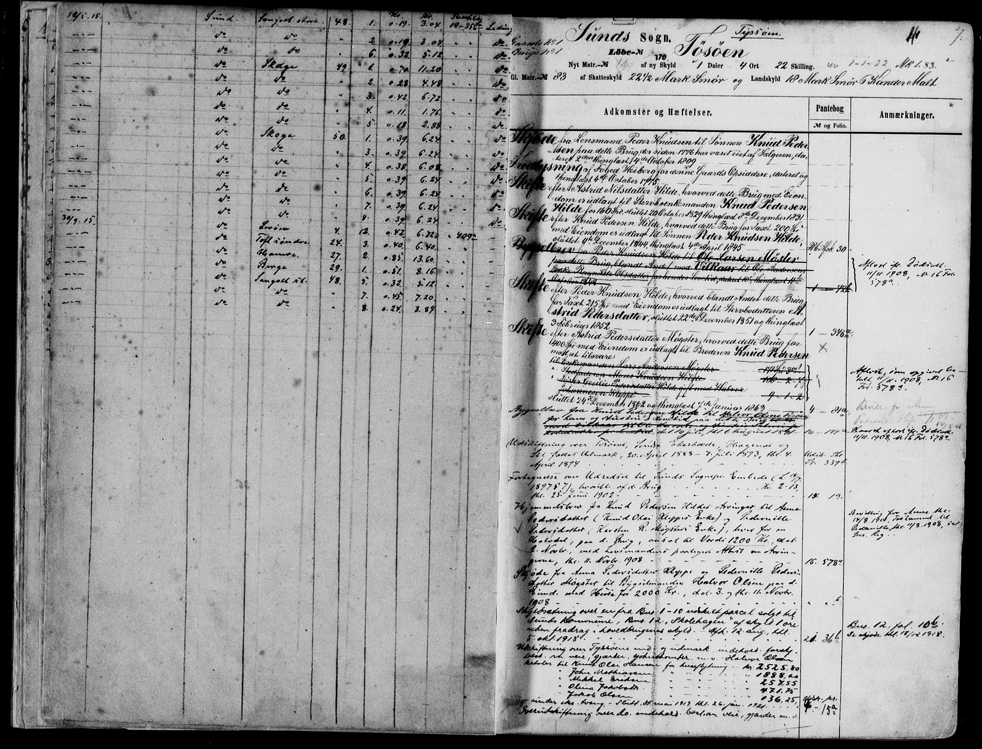 Midhordland sorenskriveri, AV/SAB-A-3001/1/G/Ga/Gab/L0073: Panteregister nr. II.A.b.73, 1869-1927, s. 7