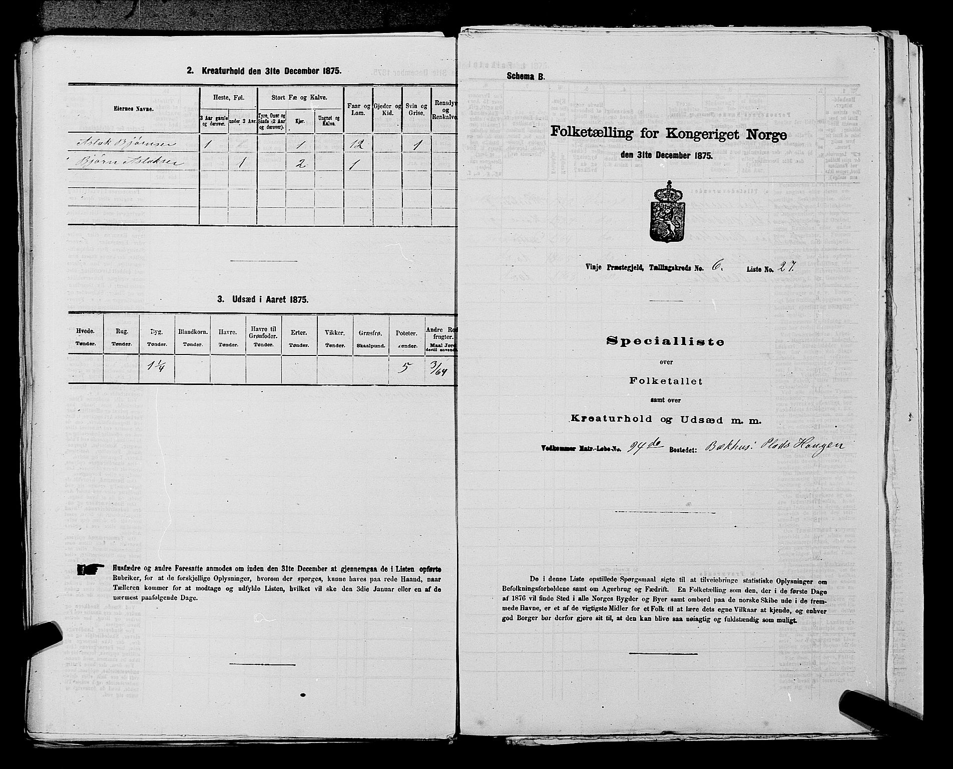 SAKO, Folketelling 1875 for 0834P Vinje prestegjeld, 1875, s. 482