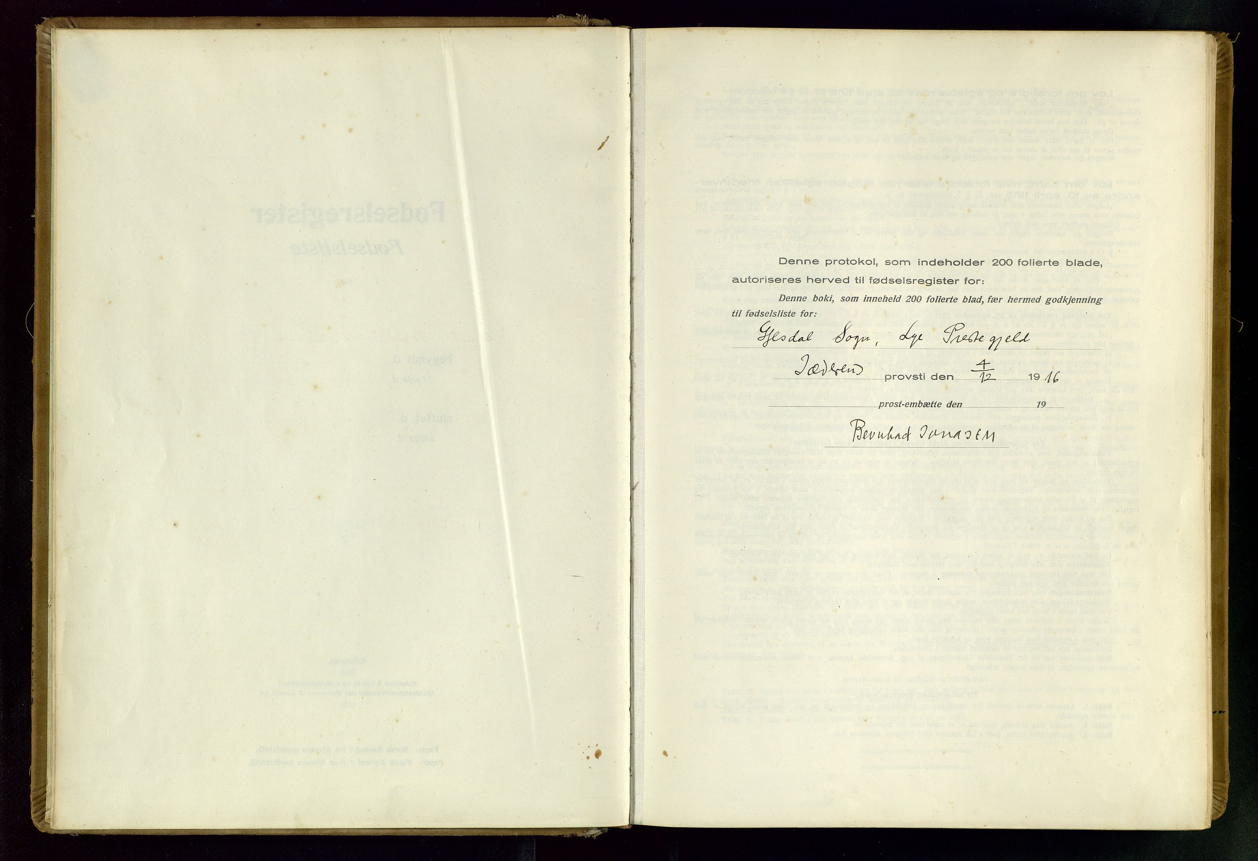 Gjesdal sokneprestkontor, AV/SAST-A-101796/002/O/L0001: Fødselsregister nr. 1, 1916-1949