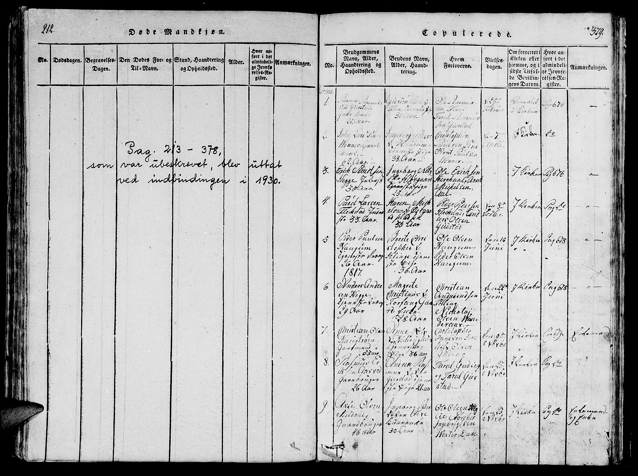 Ministerialprotokoller, klokkerbøker og fødselsregistre - Nord-Trøndelag, AV/SAT-A-1458/747/L0459: Klokkerbok nr. 747C01, 1816-1842, s. 212-379