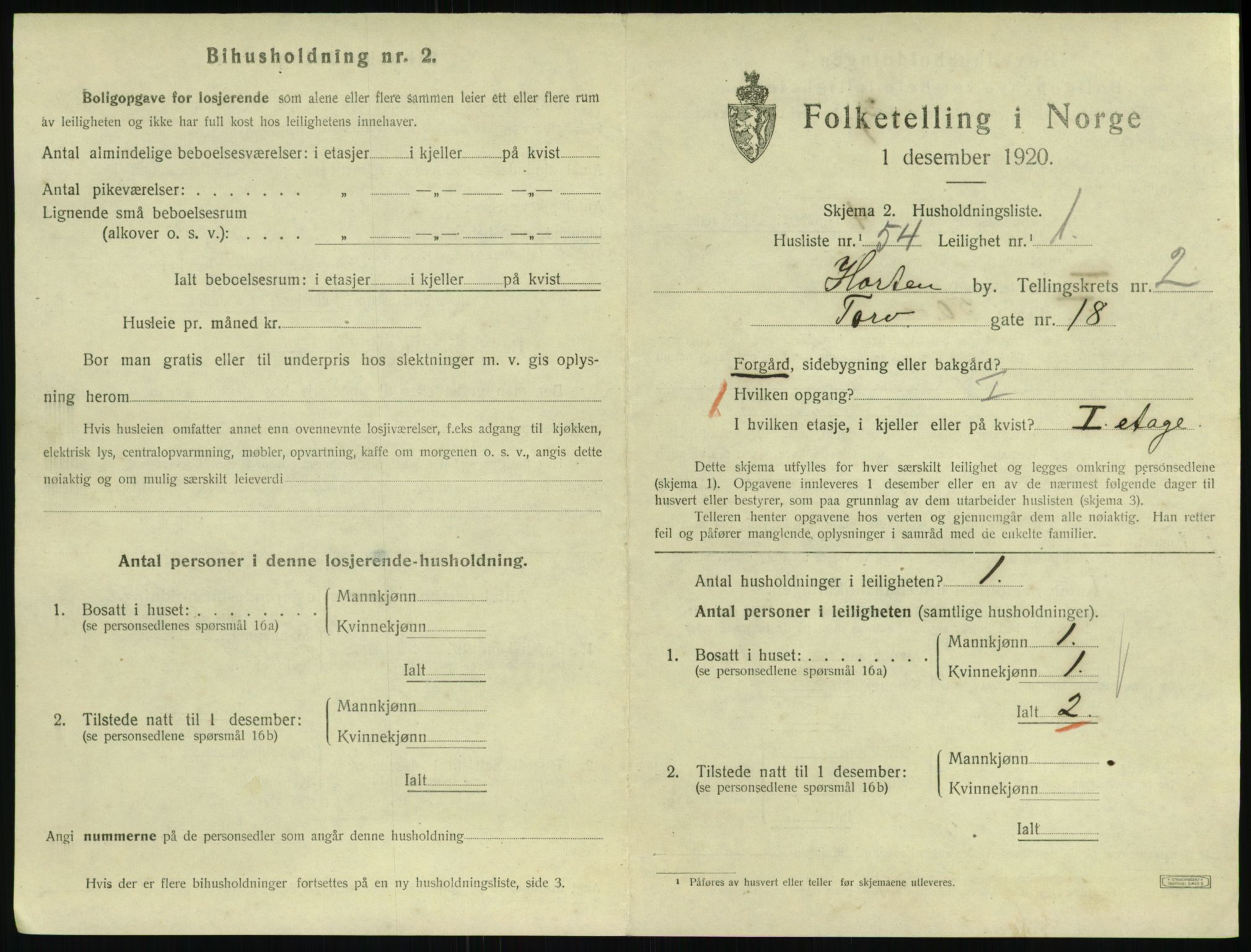 SAKO, Folketelling 1920 for 0703 Horten kjøpstad, 1920, s. 3521