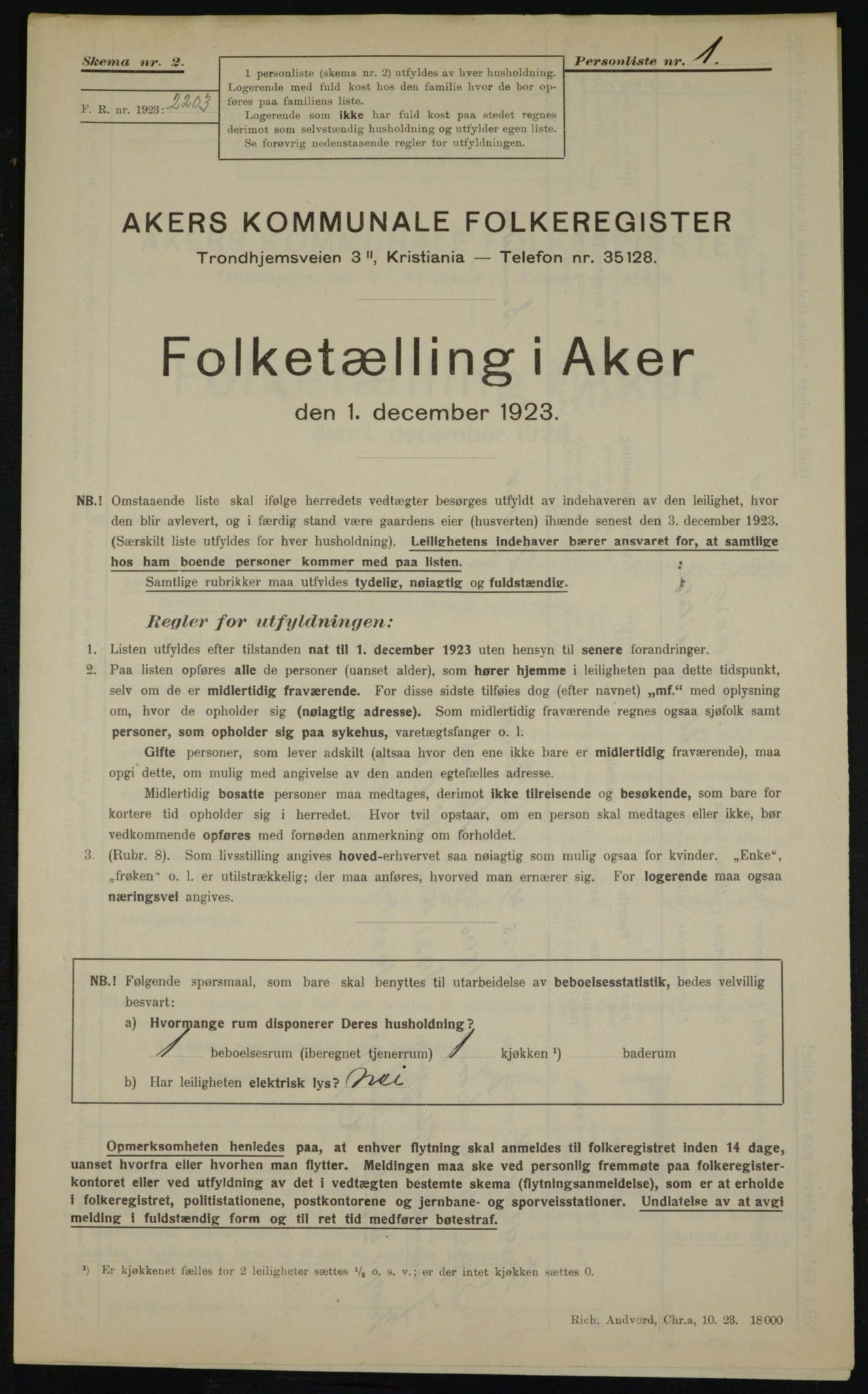 , Kommunal folketelling 1.12.1923 for Aker, 1923, s. 22164