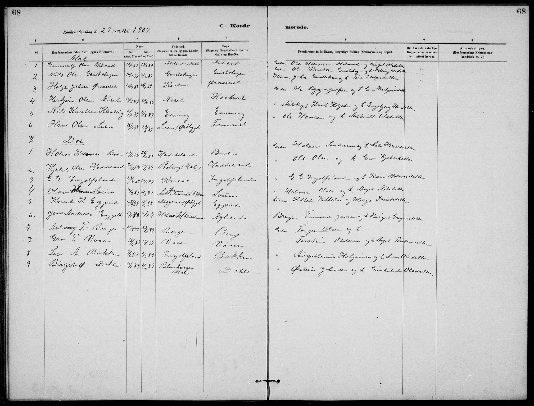 Rjukan kirkebøker, AV/SAKO-A-294/G/Ga/L0001: Klokkerbok nr. 1, 1880-1914, s. 68