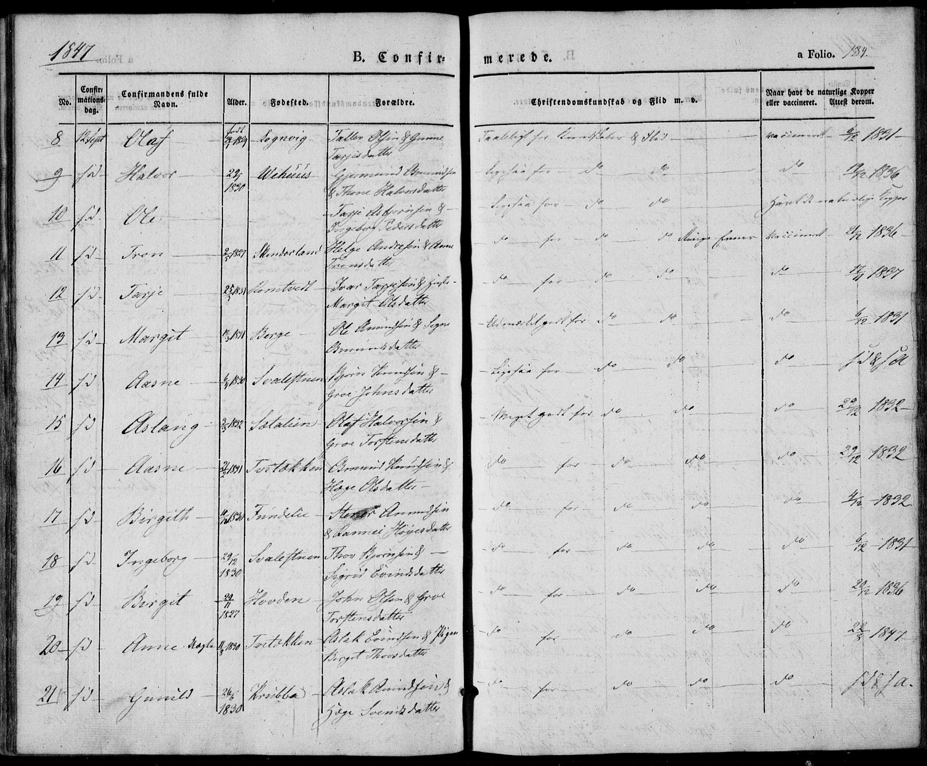 Vinje kirkebøker, AV/SAKO-A-312/F/Fa/L0004: Ministerialbok nr. I 4, 1843-1869, s. 184