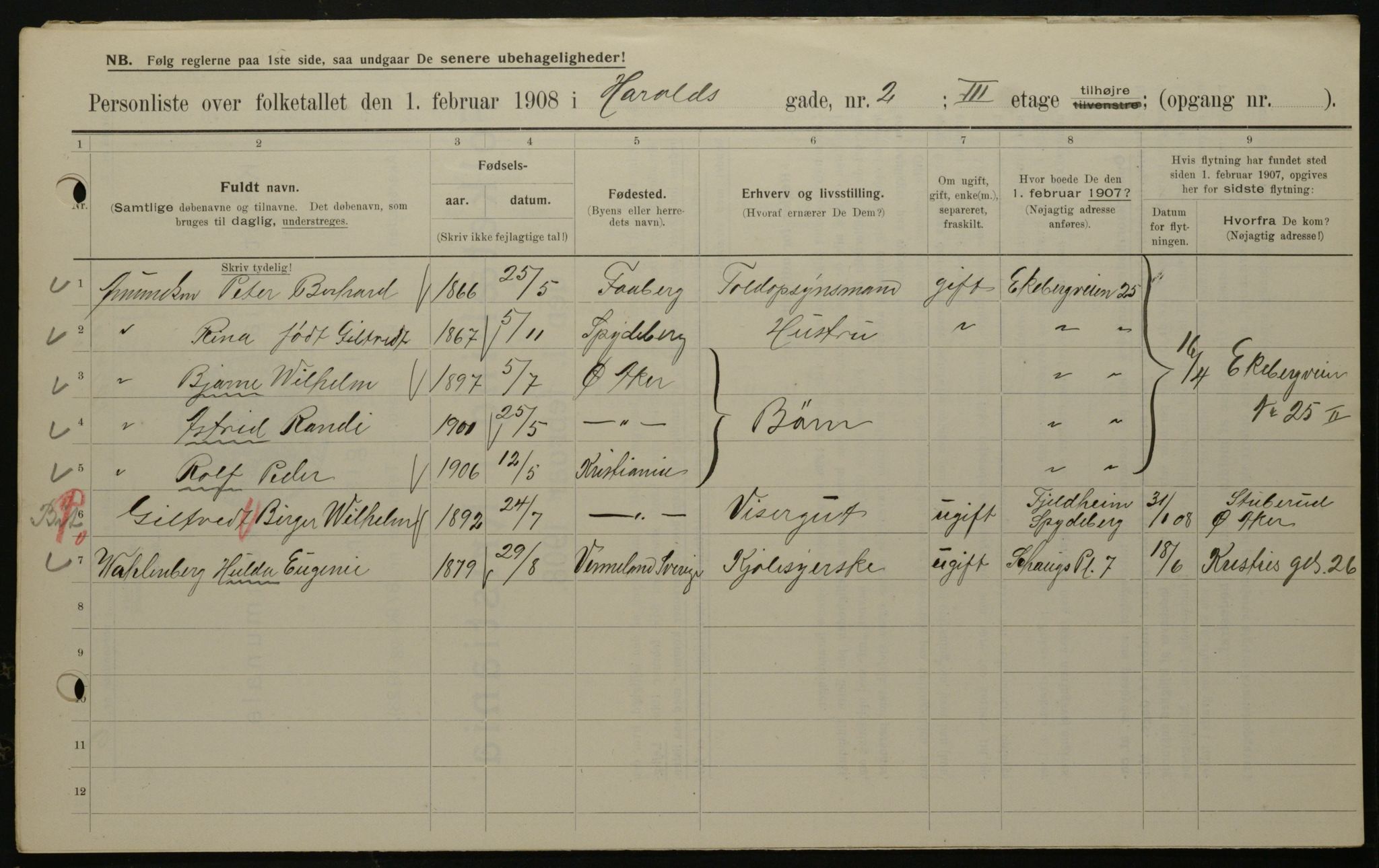 OBA, Kommunal folketelling 1.2.1908 for Kristiania kjøpstad, 1908, s. 31587