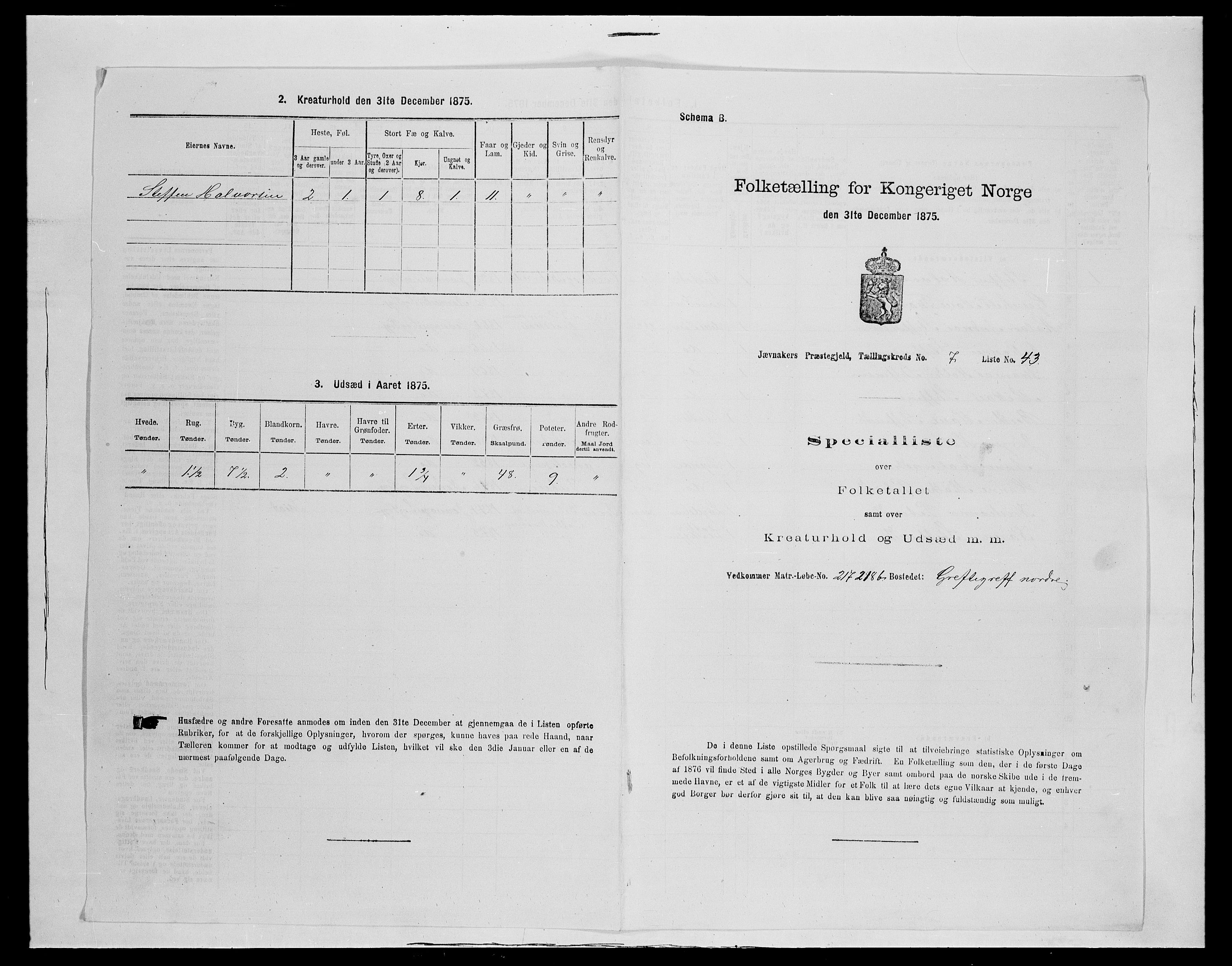 SAH, Folketelling 1875 for 0532P Jevnaker prestegjeld, 1875, s. 1243