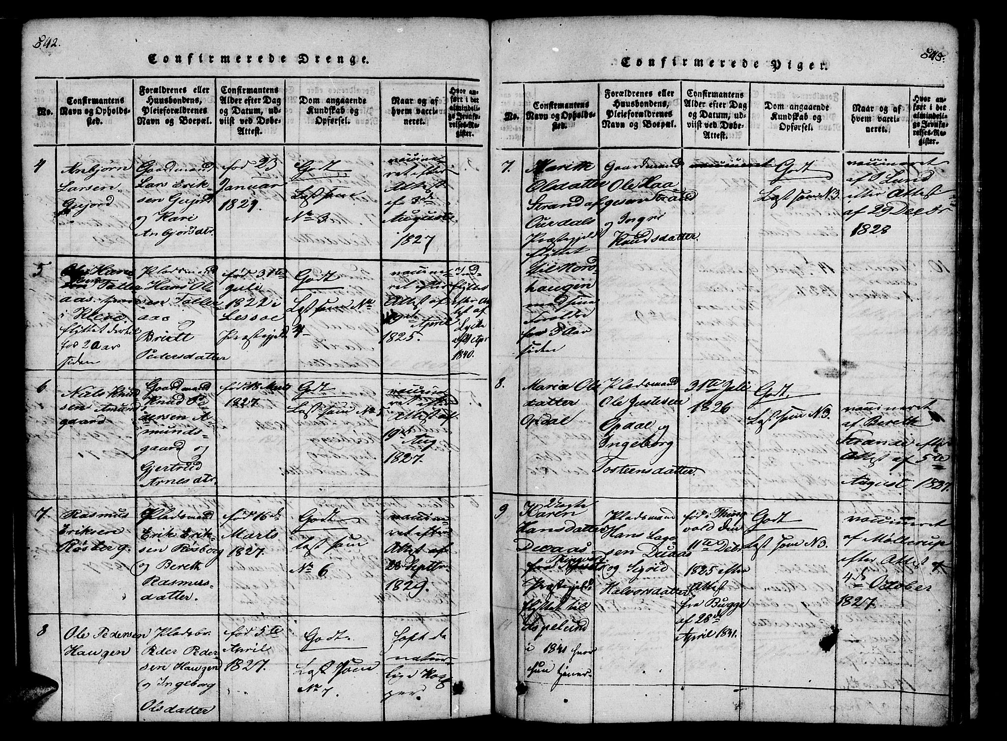 Ministerialprotokoller, klokkerbøker og fødselsregistre - Møre og Romsdal, SAT/A-1454/557/L0679: Ministerialbok nr. 557A01, 1818-1843, s. 542-543