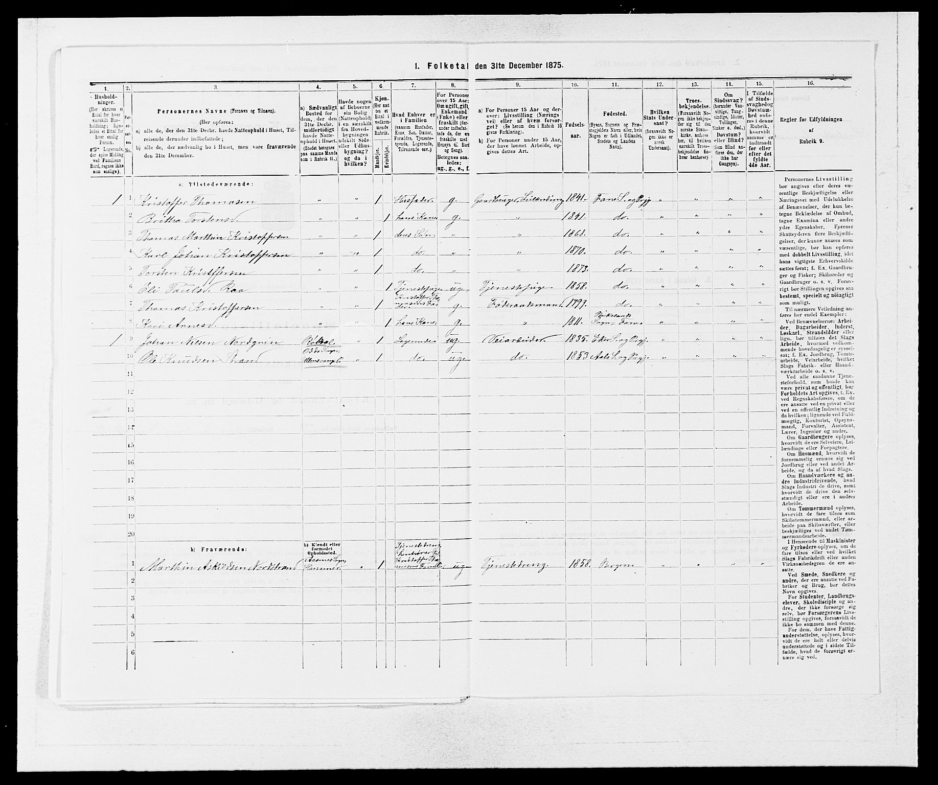 SAB, Folketelling 1875 for 1249P Fana prestegjeld, 1875, s. 657