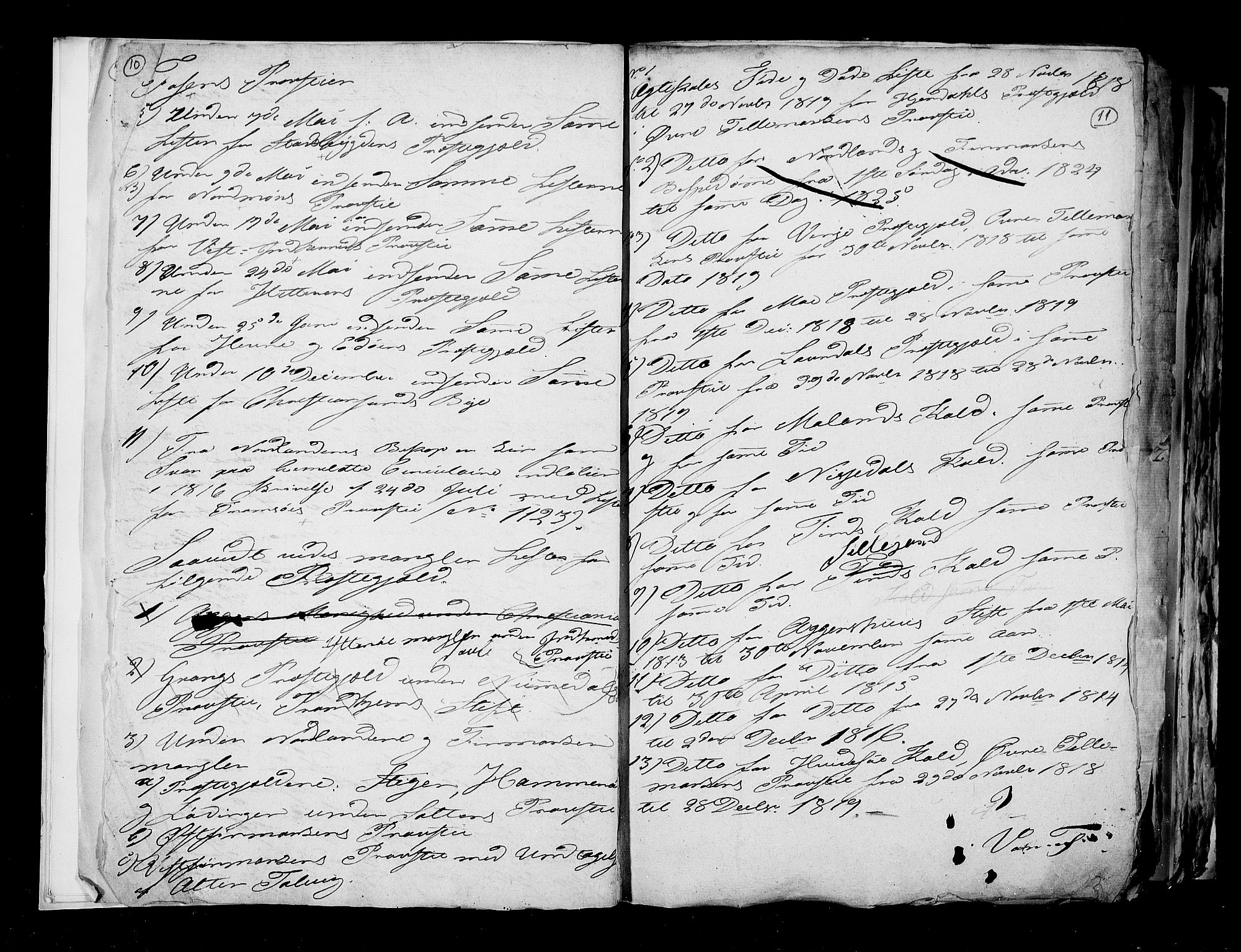 RA, Folketellingen 1815, bind 6: Folkemengdens bevegelse i Akershus stift og Kristiansand stift, 1815, s. 10-11
