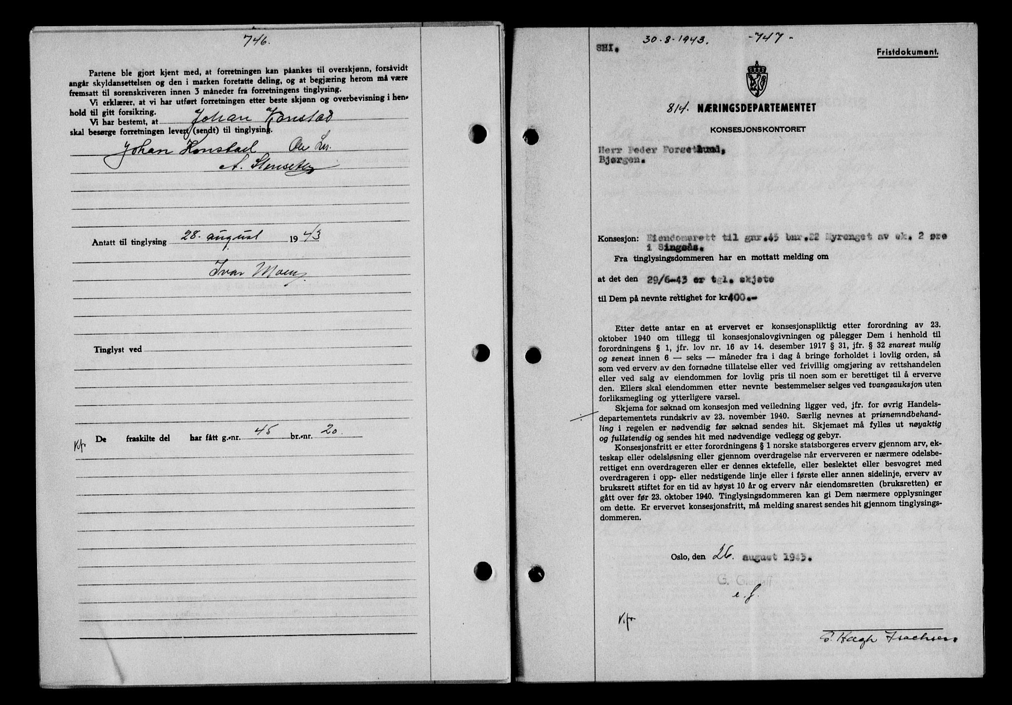 Gauldal sorenskriveri, SAT/A-0014/1/2/2C/L0056: Pantebok nr. 61, 1942-1943, Dagboknr: 814/1943