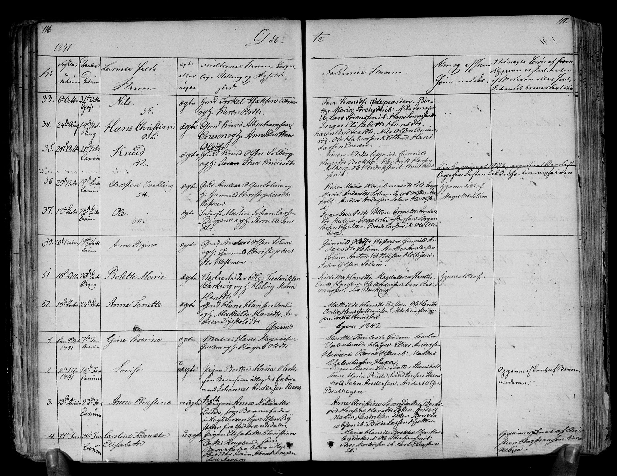 Brunlanes kirkebøker, SAKO/A-342/F/Fa/L0003: Ministerialbok nr. I 3, 1834-1845, s. 116-117