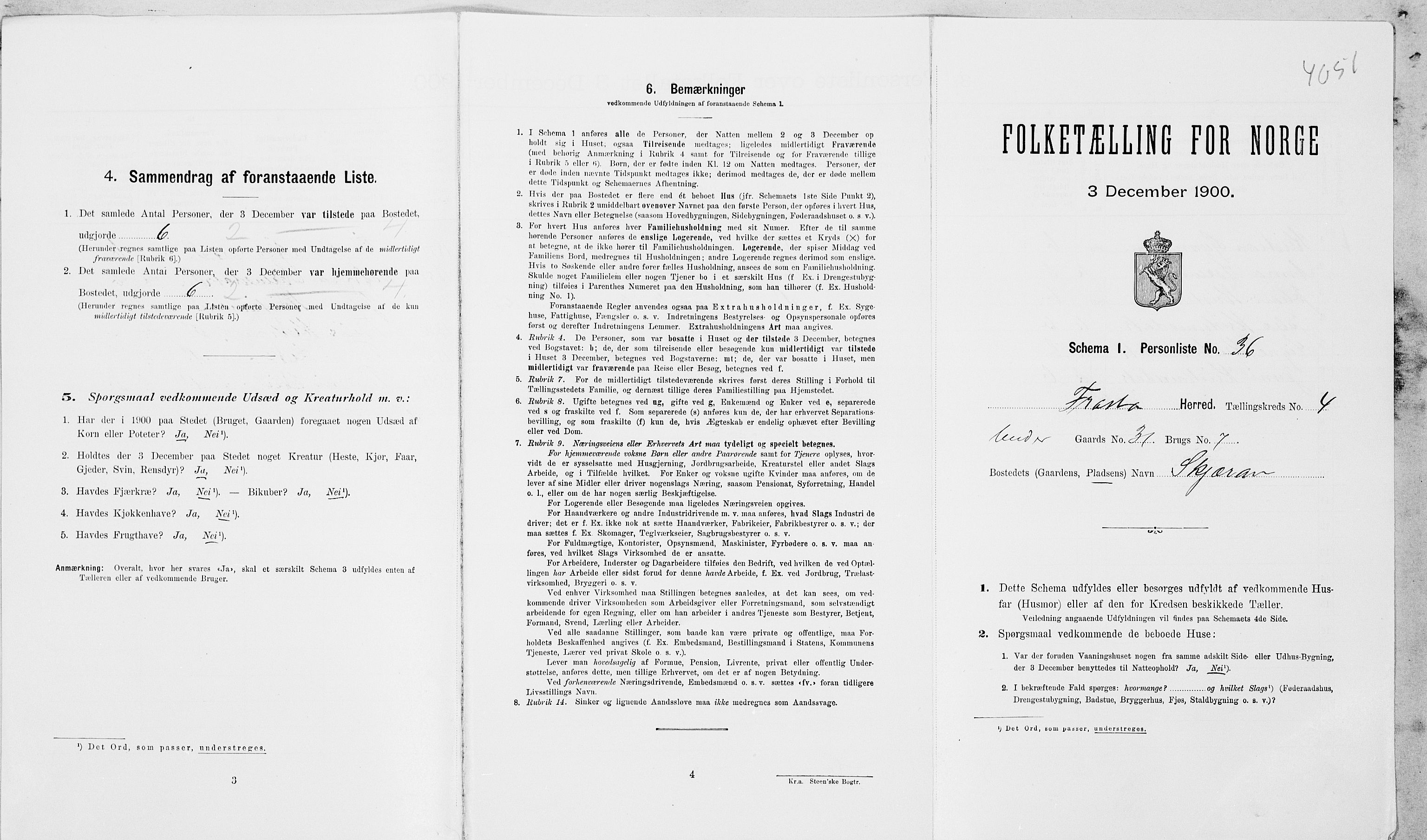 SAT, Folketelling 1900 for 1717 Frosta herred, 1900, s. 487