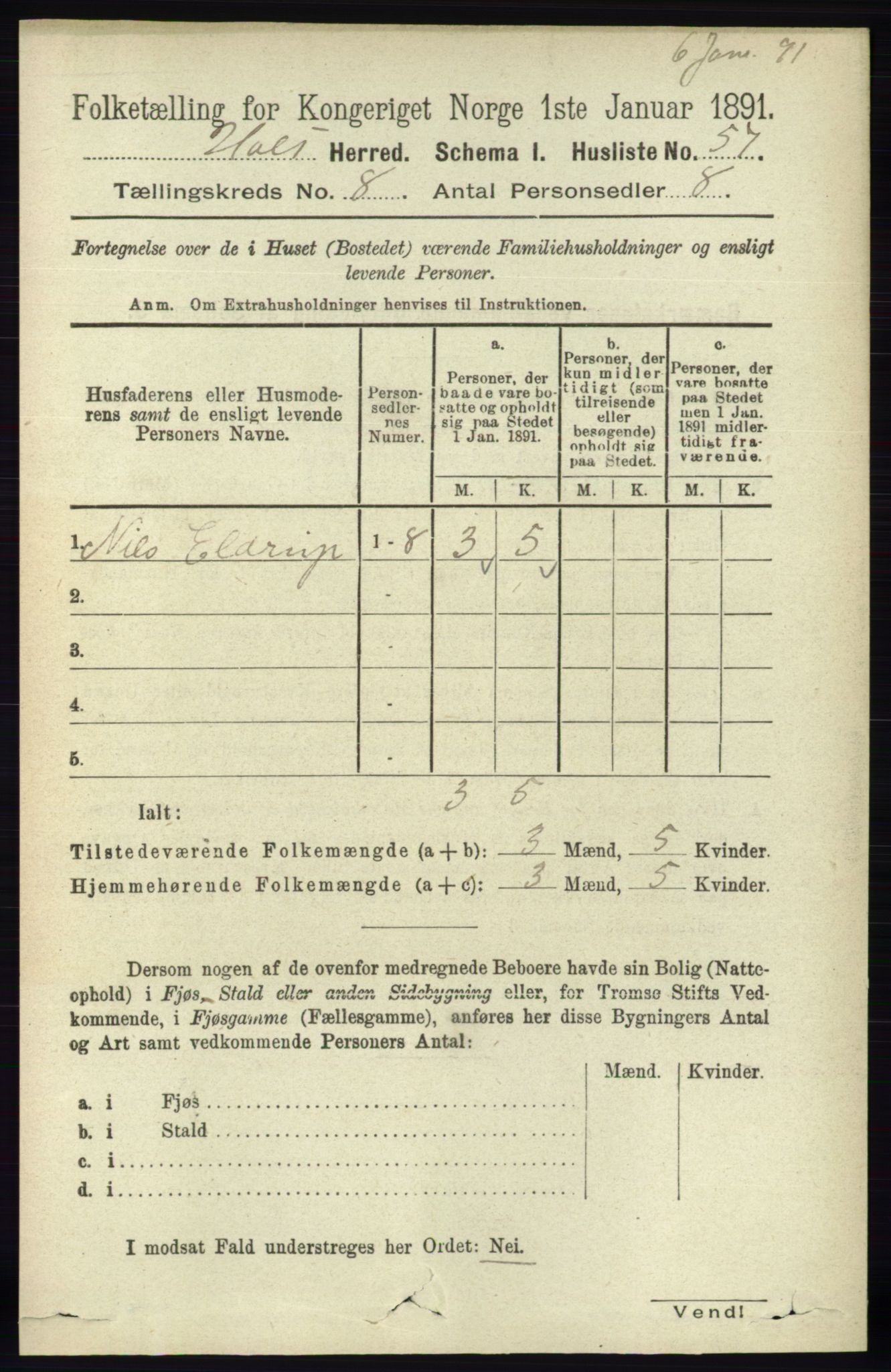 RA, Folketelling 1891 for 0914 Holt herred, 1891, s. 3525