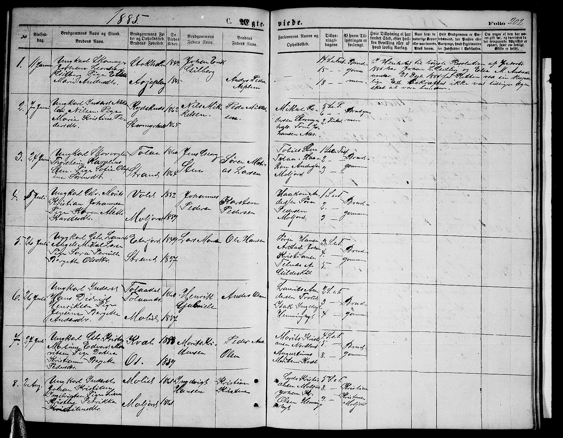Ministerialprotokoller, klokkerbøker og fødselsregistre - Nordland, AV/SAT-A-1459/846/L0653: Klokkerbok nr. 846C03, 1872-1887, s. 202