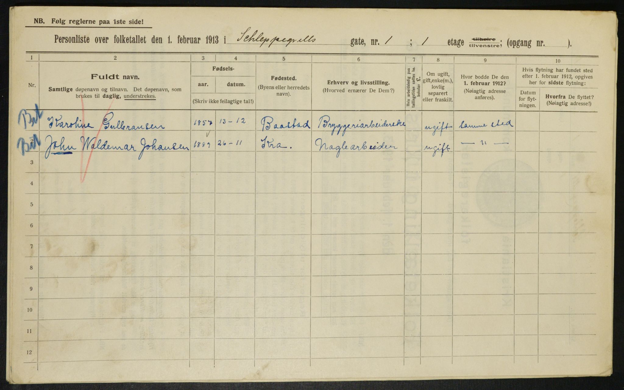 OBA, Kommunal folketelling 1.2.1913 for Kristiania, 1913, s. 89573