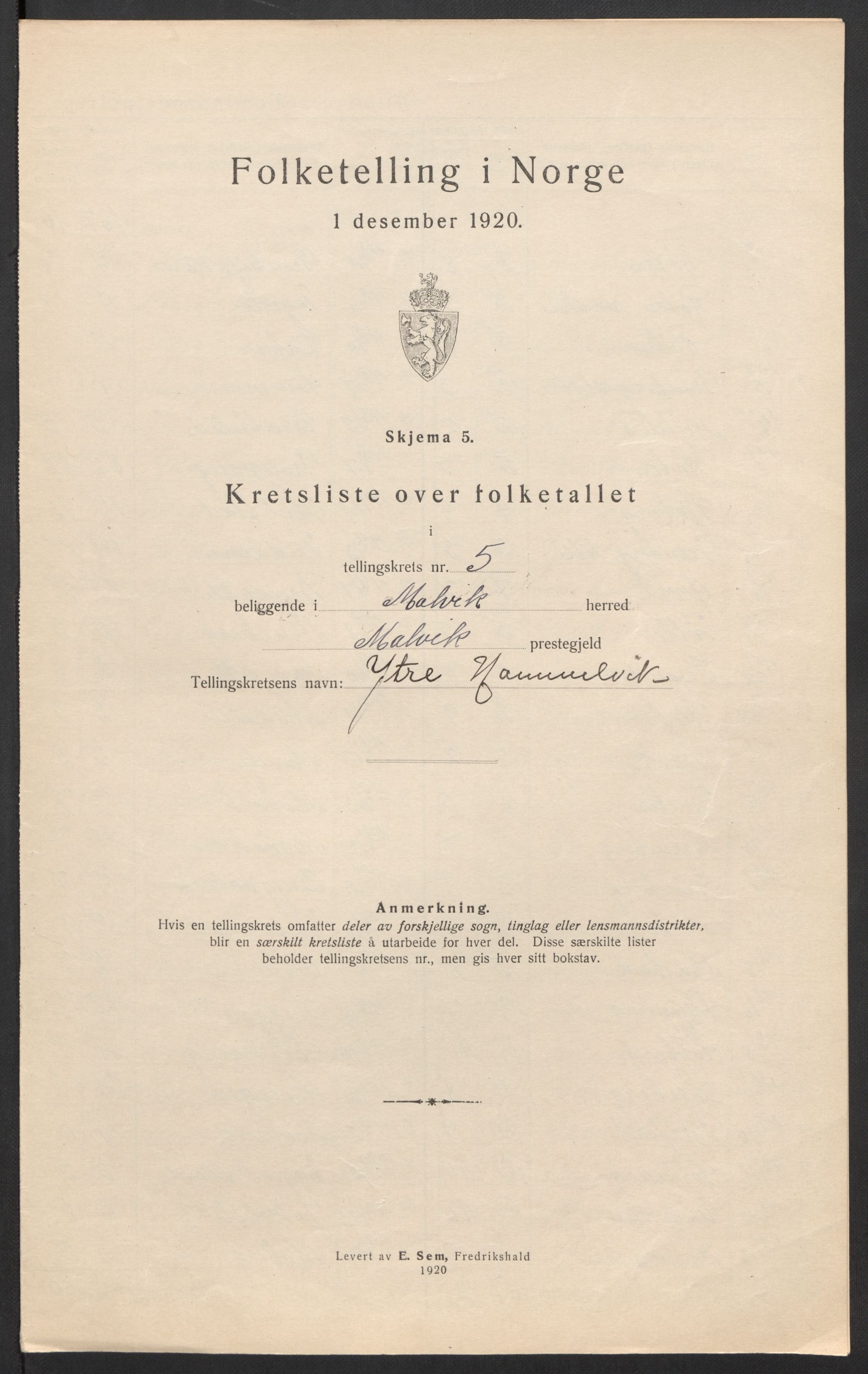 SAT, Folketelling 1920 for 1663 Malvik herred, 1920, s. 22