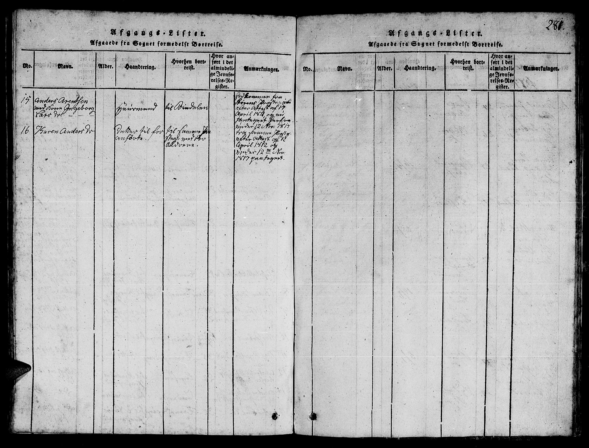 Ministerialprotokoller, klokkerbøker og fødselsregistre - Nord-Trøndelag, AV/SAT-A-1458/780/L0648: Klokkerbok nr. 780C01 /1, 1815-1870, s. 281