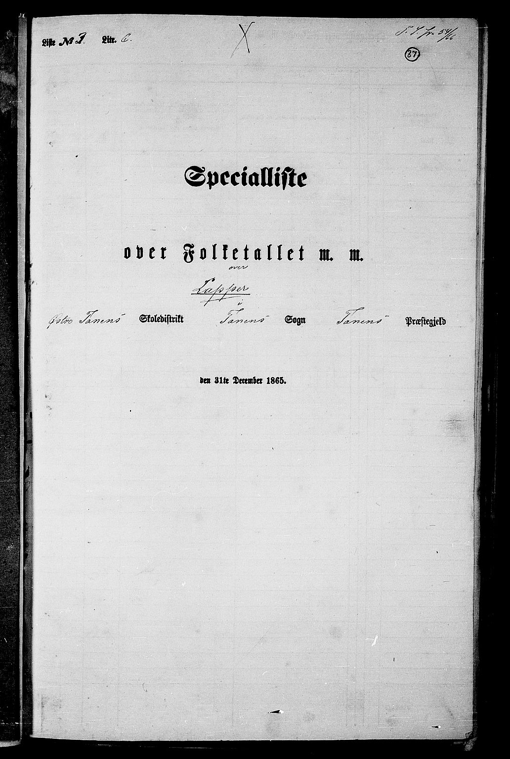 RA, Folketelling 1865 for 2025P Tana prestegjeld, 1865, s. 27