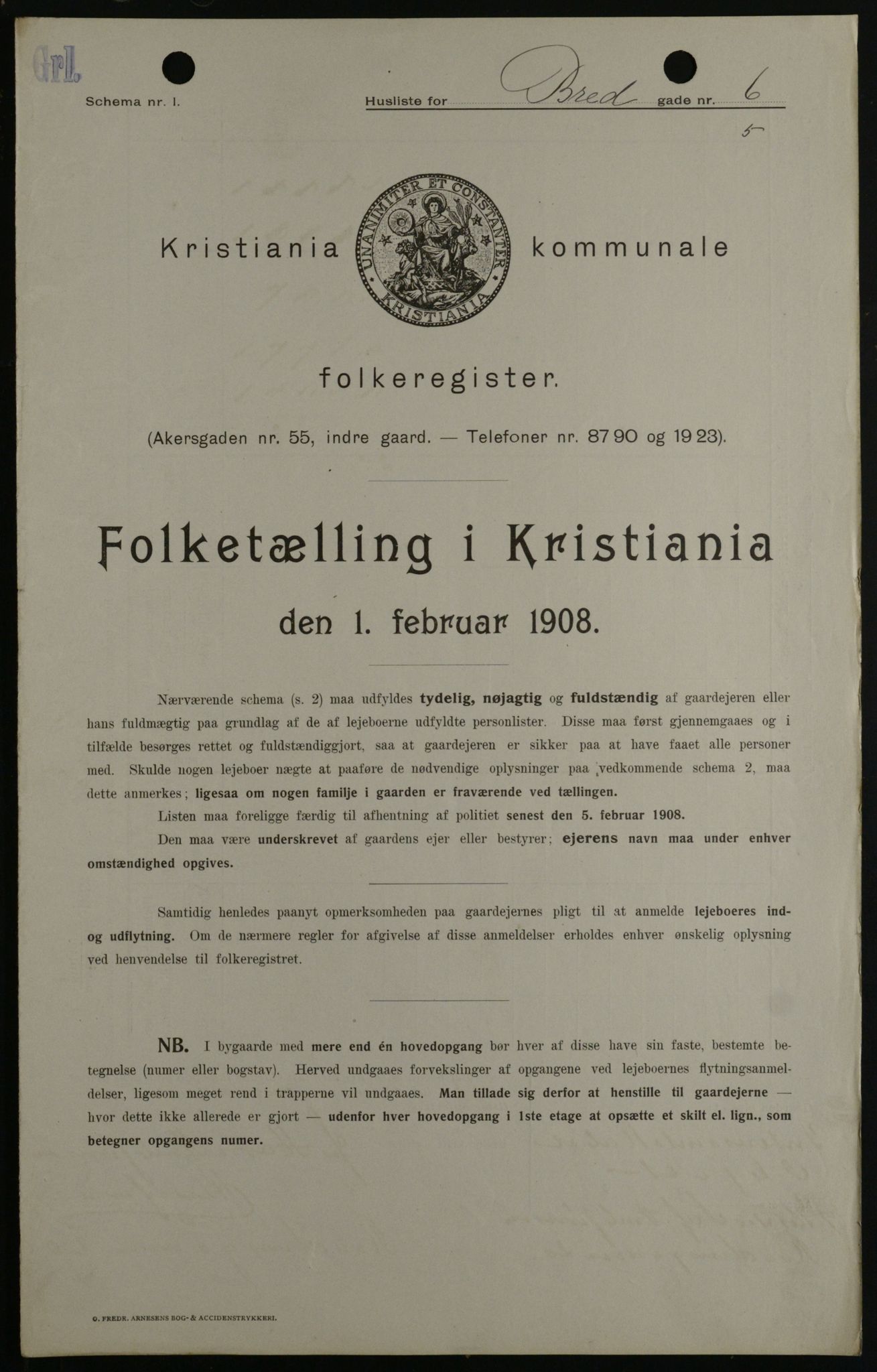 OBA, Kommunal folketelling 1.2.1908 for Kristiania kjøpstad, 1908, s. 7920