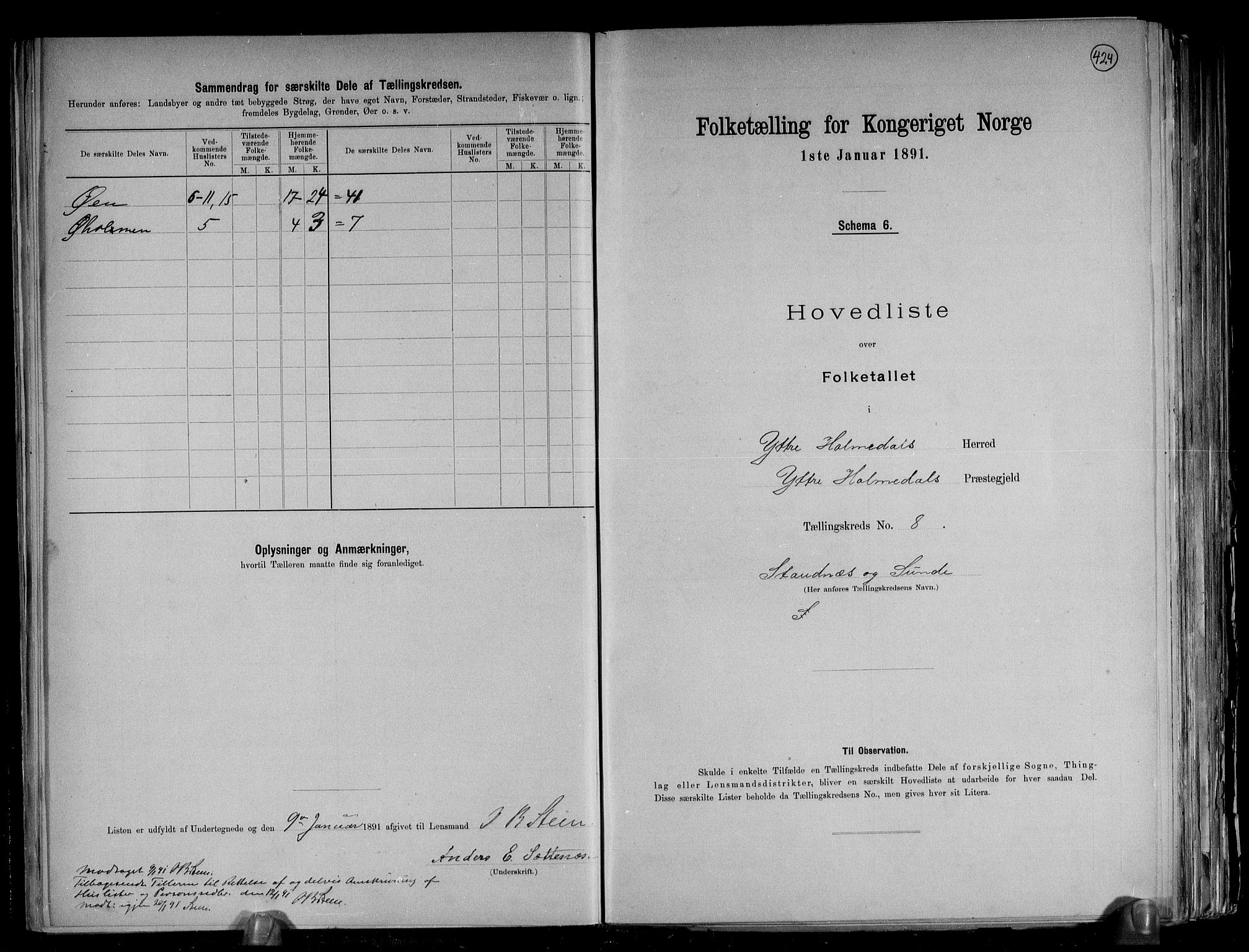 RA, Folketelling 1891 for 1429 Ytre Holmedal herred, 1891, s. 23