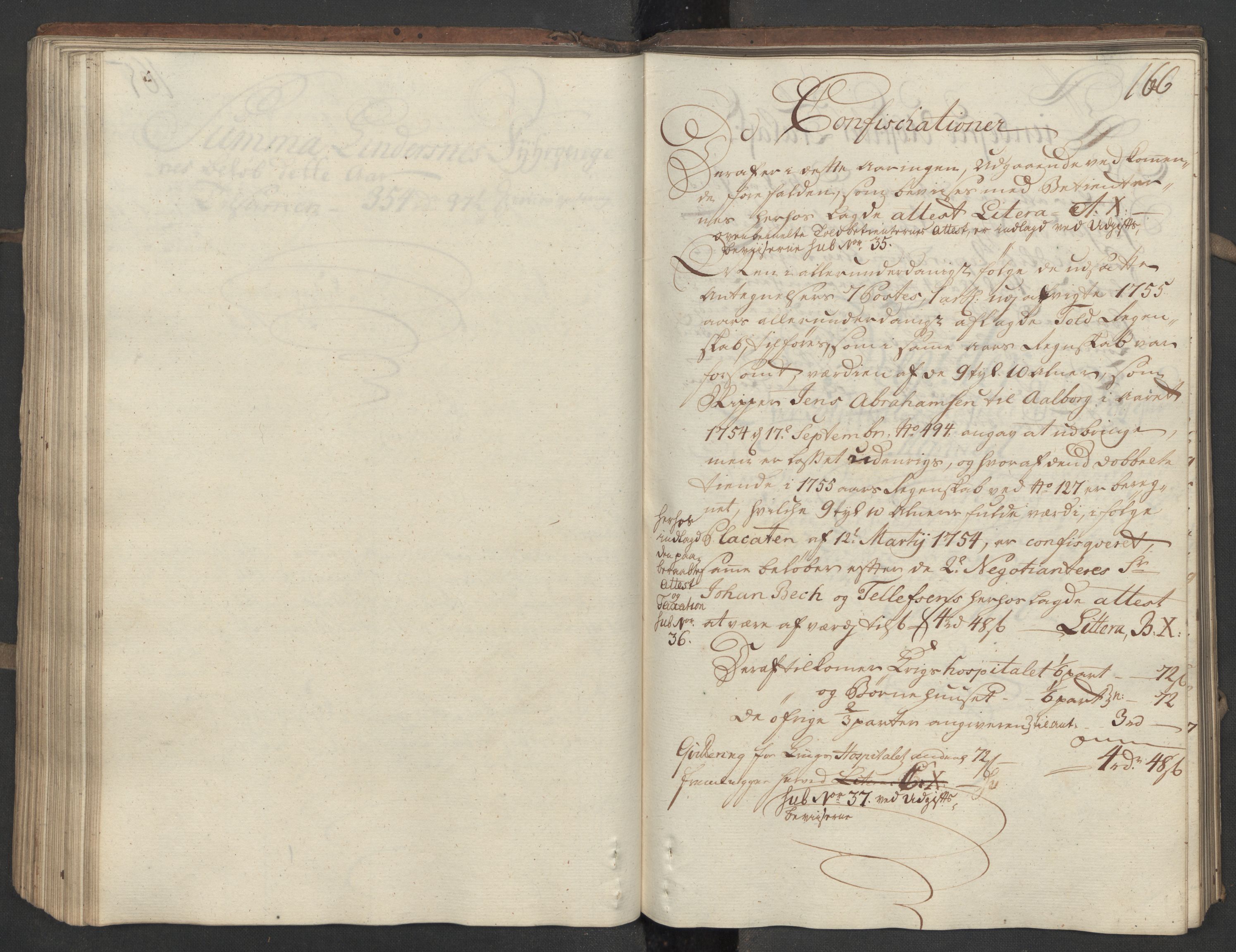 Generaltollkammeret, tollregnskaper, AV/RA-EA-5490/R15/L0030a/0001: Tollregnskaper Arendal / Utgående hovedtollbok, 1756, s. 165b-166a