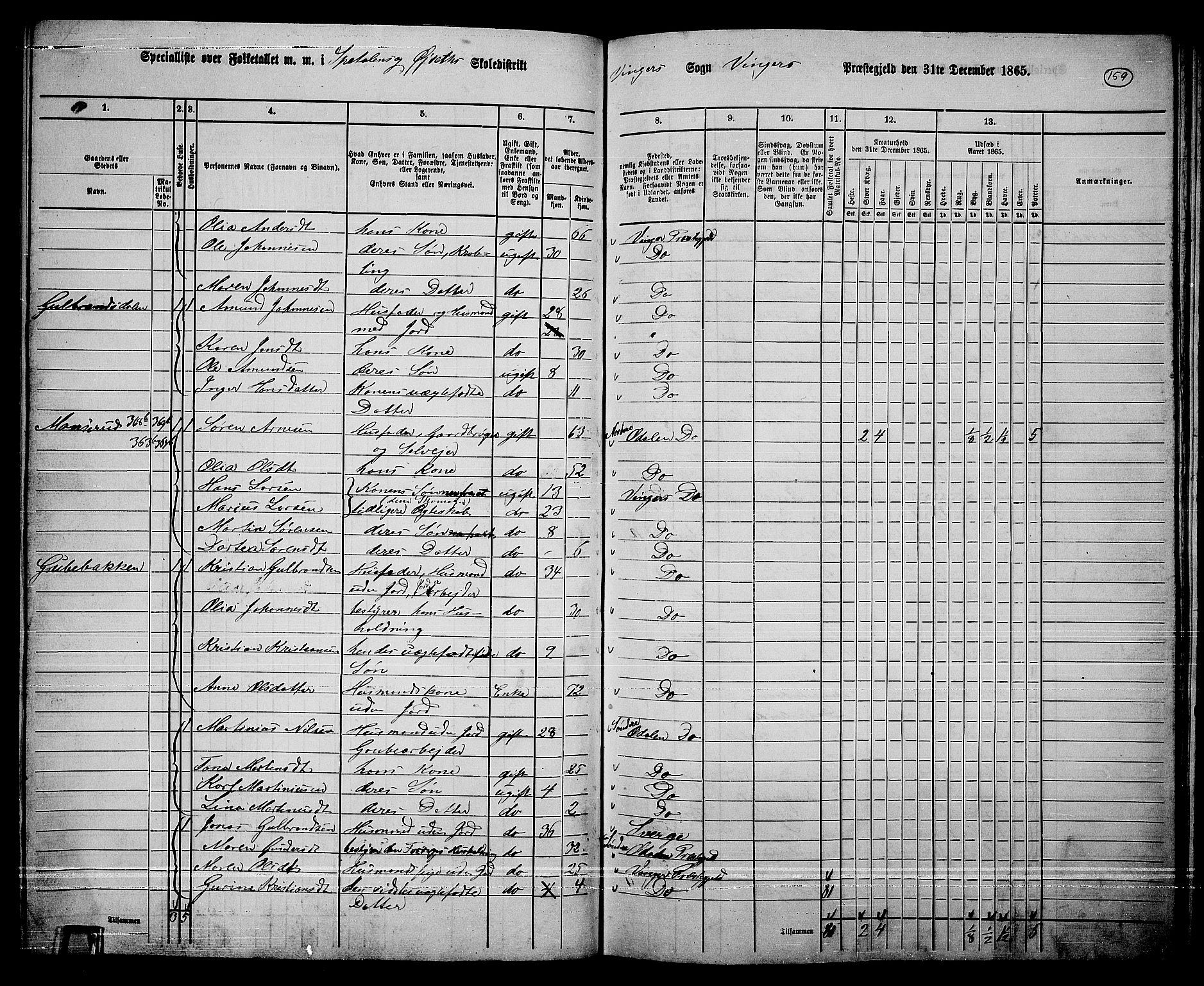 RA, Folketelling 1865 for 0421L Vinger prestegjeld, Vinger sokn og Austmarka sokn, 1865, s. 144