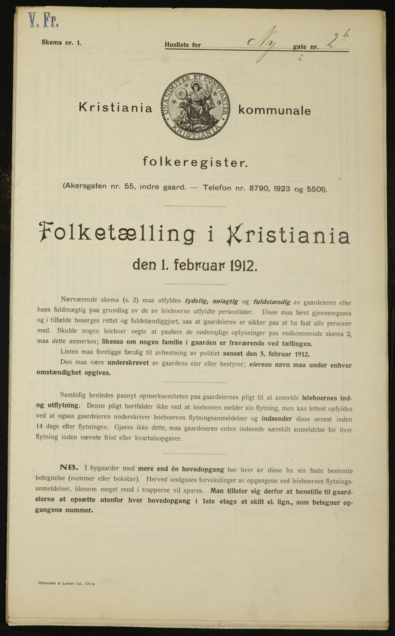 OBA, Kommunal folketelling 1.2.1912 for Kristiania, 1912, s. 74596