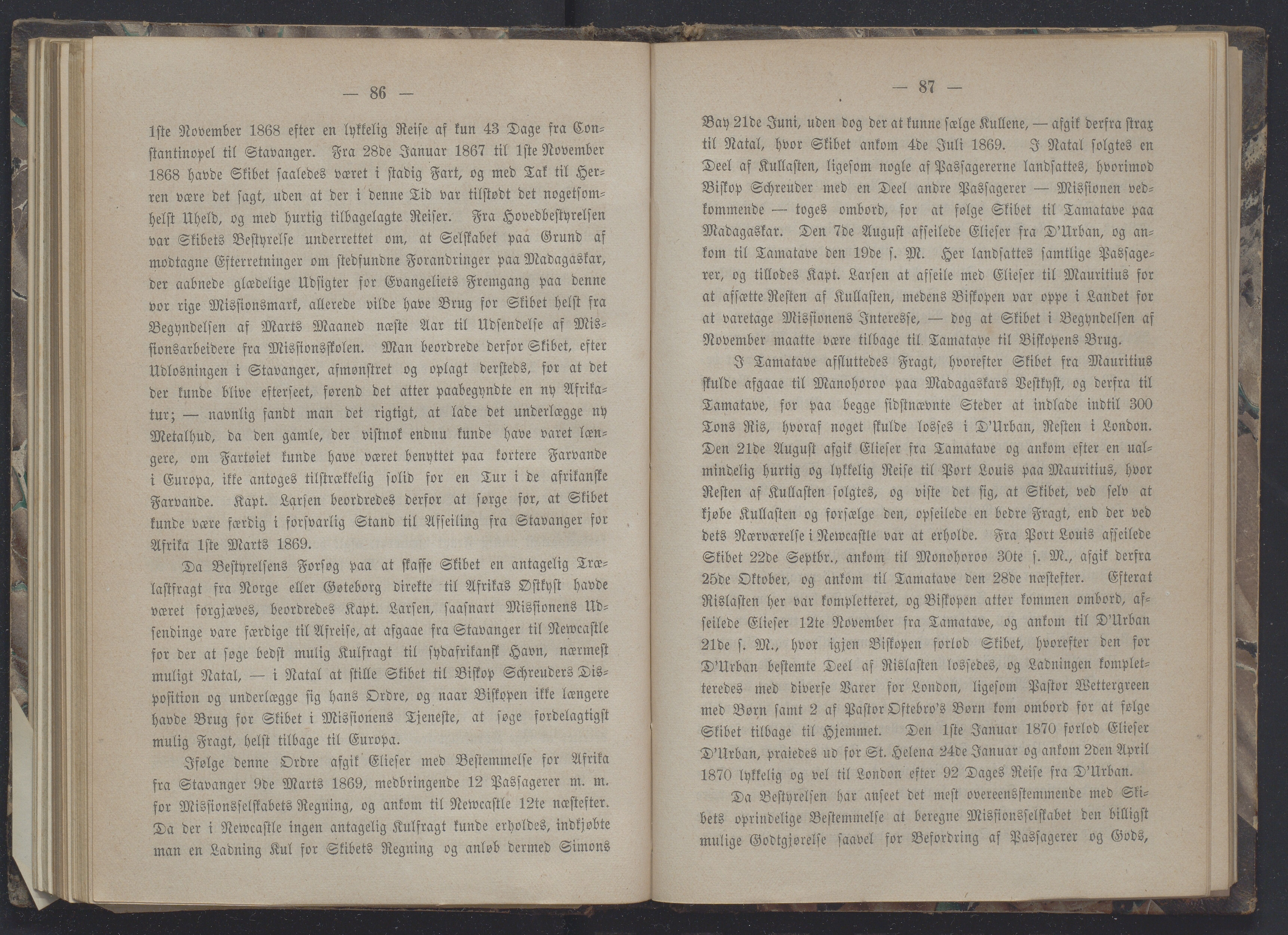 Det Norske Misjonsselskap - hovedadministrasjonen, VID/MA-A-1045/D/Db/Dba/L0337/0009: Beretninger, Bøker, Skrifter o.l   / Årsberetninger 28 , 1870, s. 86-87