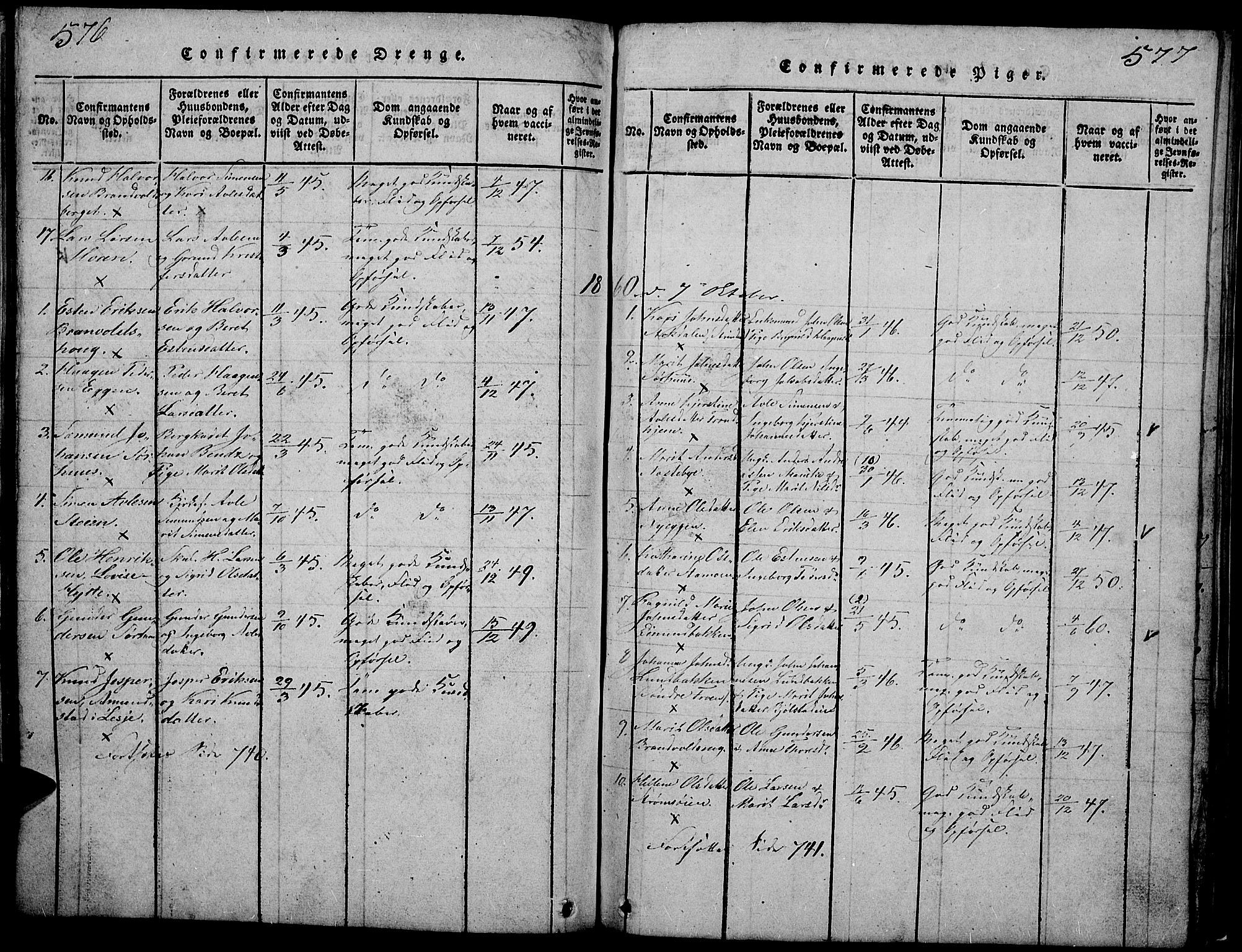 Tynset prestekontor, AV/SAH-PREST-058/H/Ha/Hab/L0002: Klokkerbok nr. 2, 1814-1862, s. 576-577