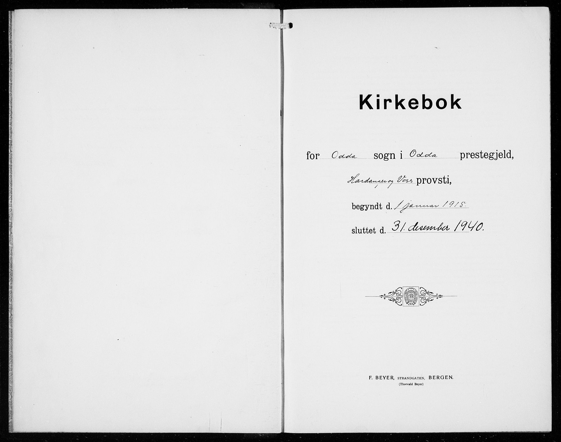 Odda Sokneprestembete, SAB/A-77201/H/Hab: Klokkerbok nr. D 2, 1915-1940