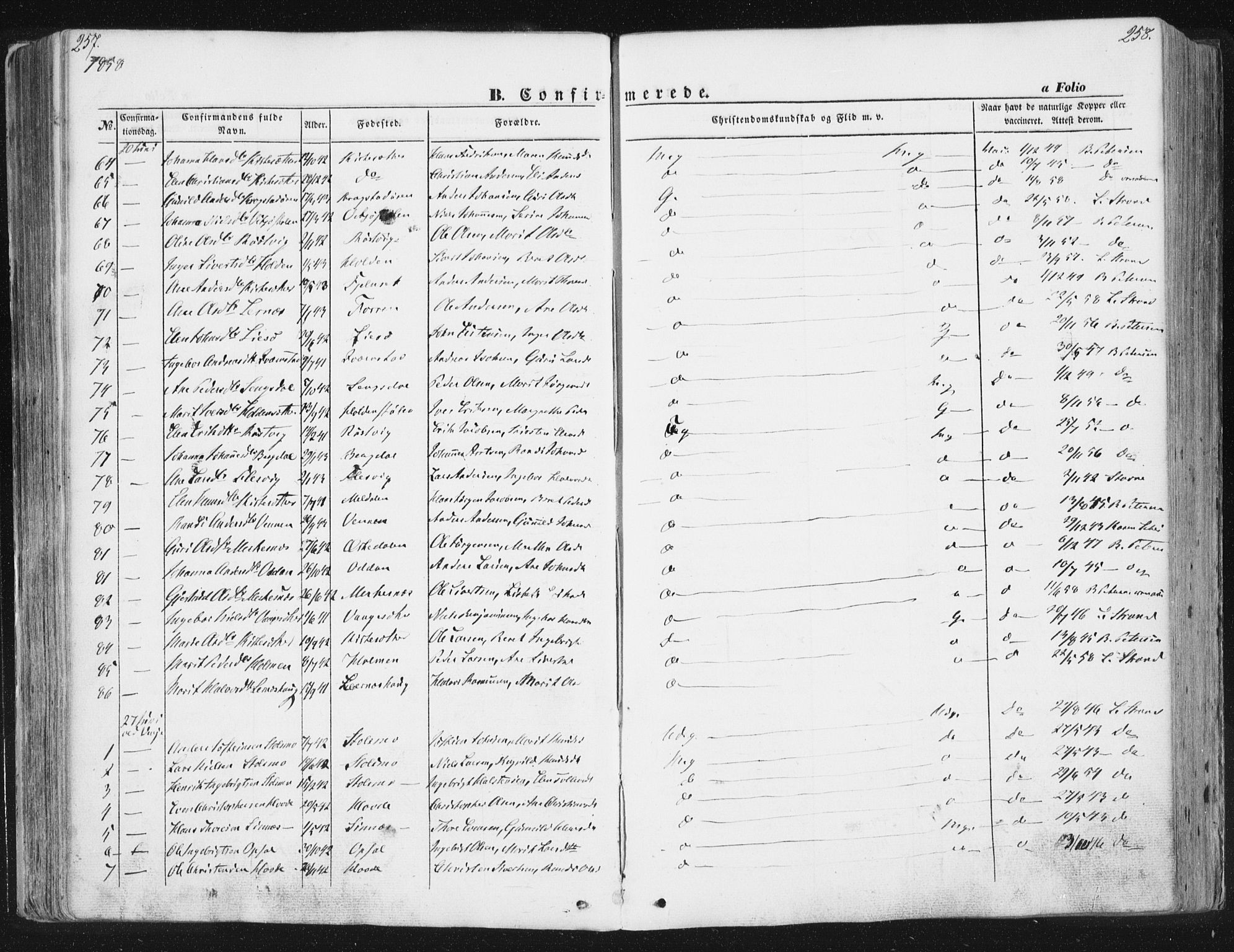 Ministerialprotokoller, klokkerbøker og fødselsregistre - Sør-Trøndelag, SAT/A-1456/630/L0494: Ministerialbok nr. 630A07, 1852-1868, s. 257-258