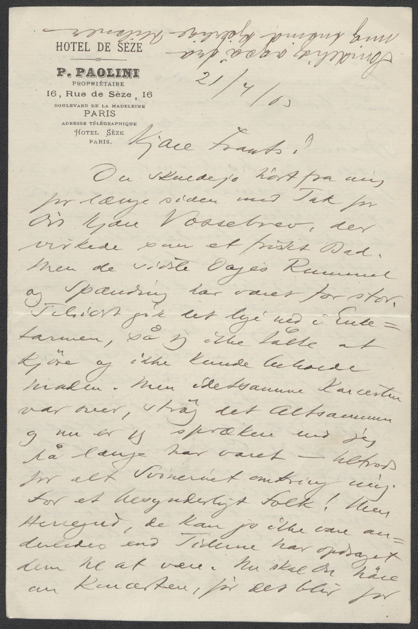 Beyer, Frants, RA/PA-0132/F/L0001: Brev fra Edvard Grieg til Frantz Beyer og "En del optegnelser som kan tjene til kommentar til brevene" av Marie Beyer, 1872-1907, s. 705
