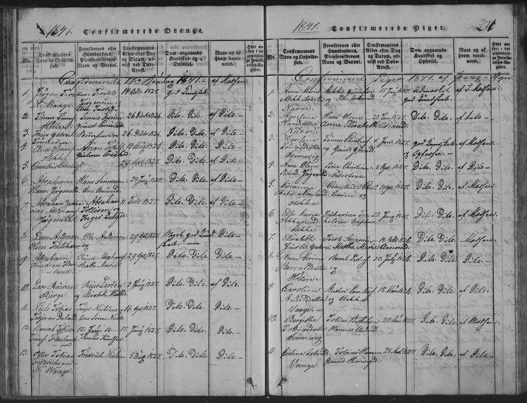 Sør-Audnedal sokneprestkontor, AV/SAK-1111-0039/F/Fb/Fba/L0001: Klokkerbok nr. B 1, 1815-1850, s. 271