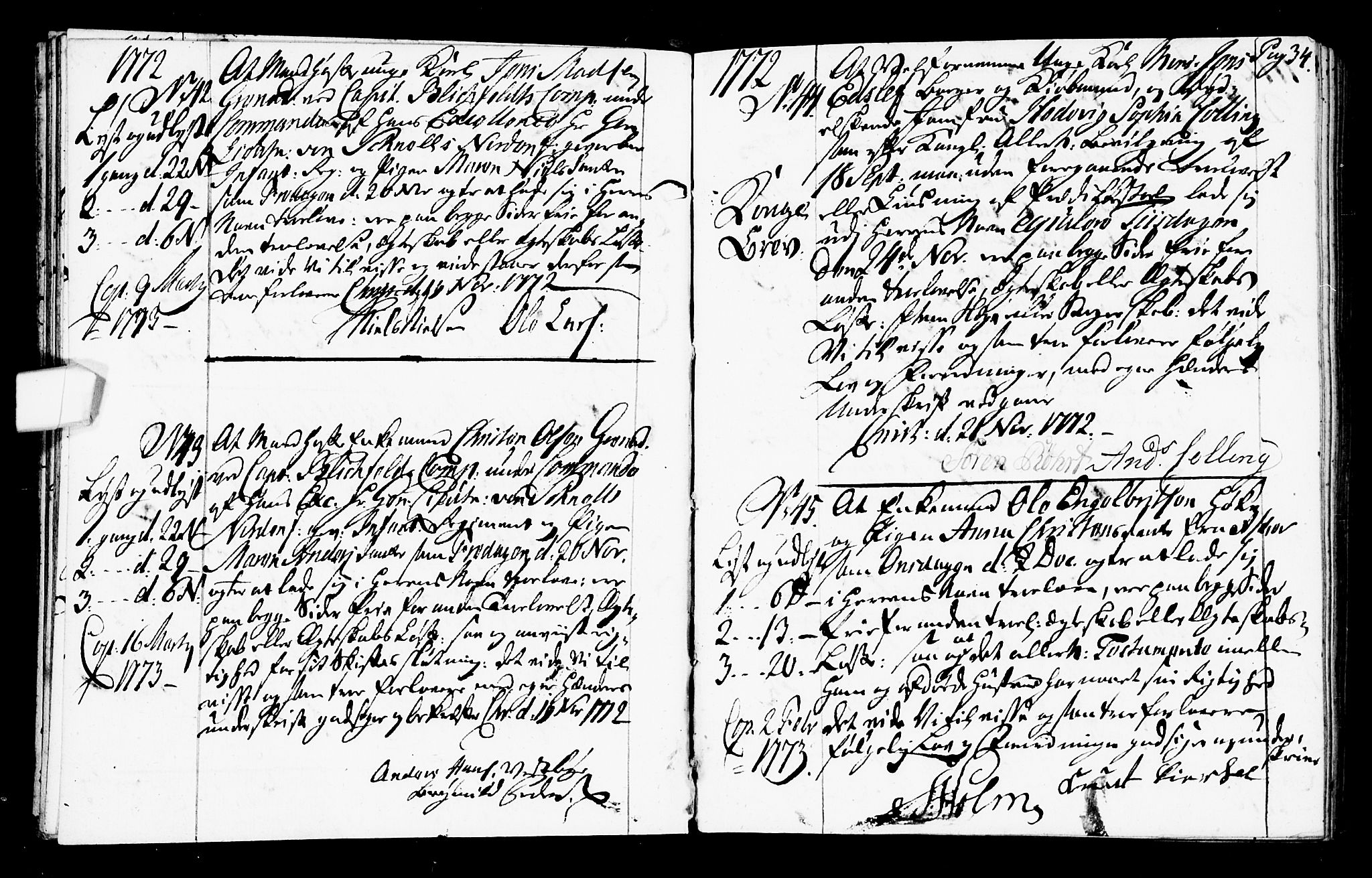 Oslo domkirke Kirkebøker, SAO/A-10752/L/La/L0009: Forlovererklæringer nr. 9, 1770-1784, s. 34