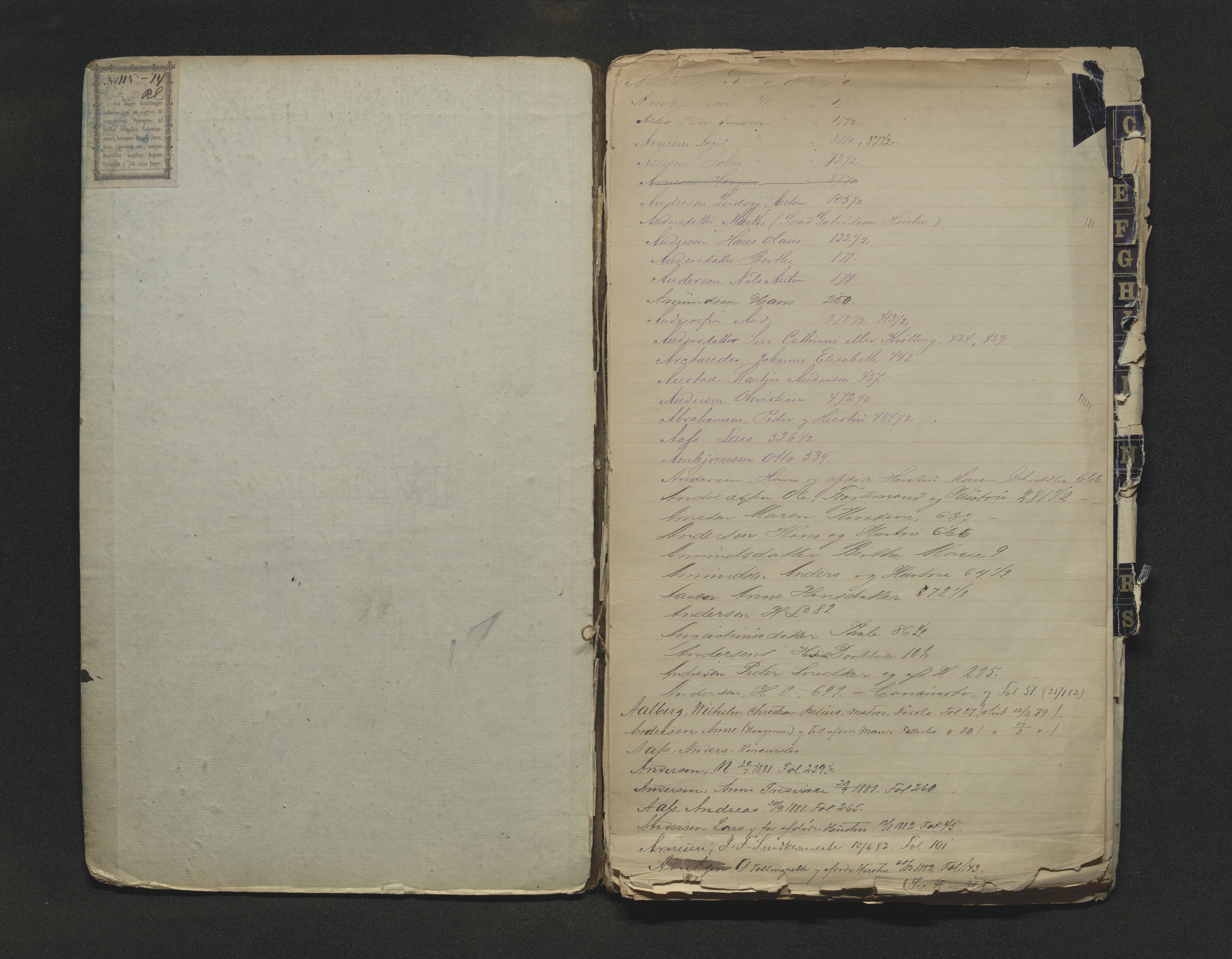 Drammen byfogd, AV/SAKO-A-222/H/Hb/Hbd/Hbdb/L0001/0003: Skifteutlodningsregister / Skifteutlodningsregister til protokoll 2-7, 1855-1893