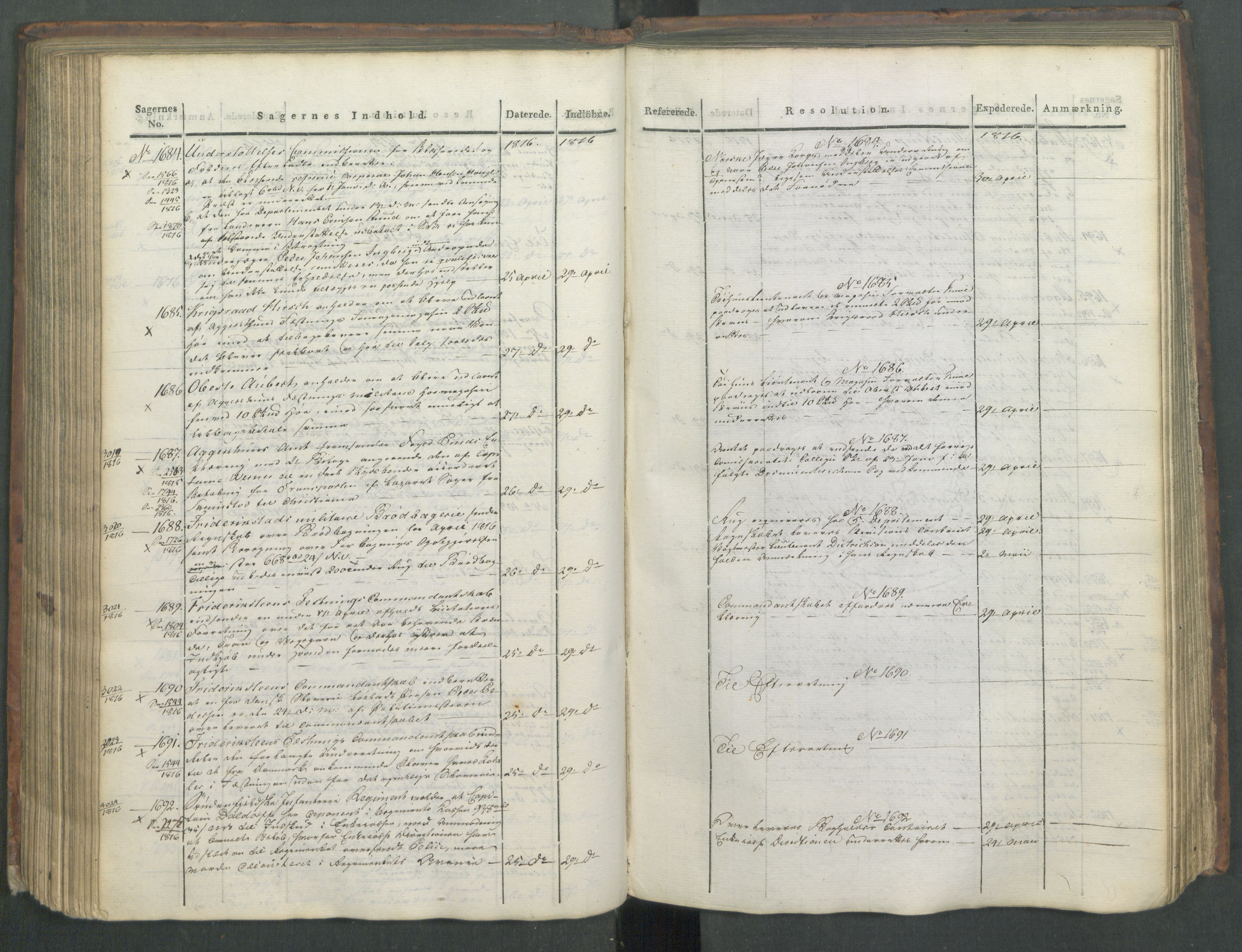 Armédepartementet, AV/RA-RAFA-3493/C/Ca/L0008: 6. Departements Journal, 1816