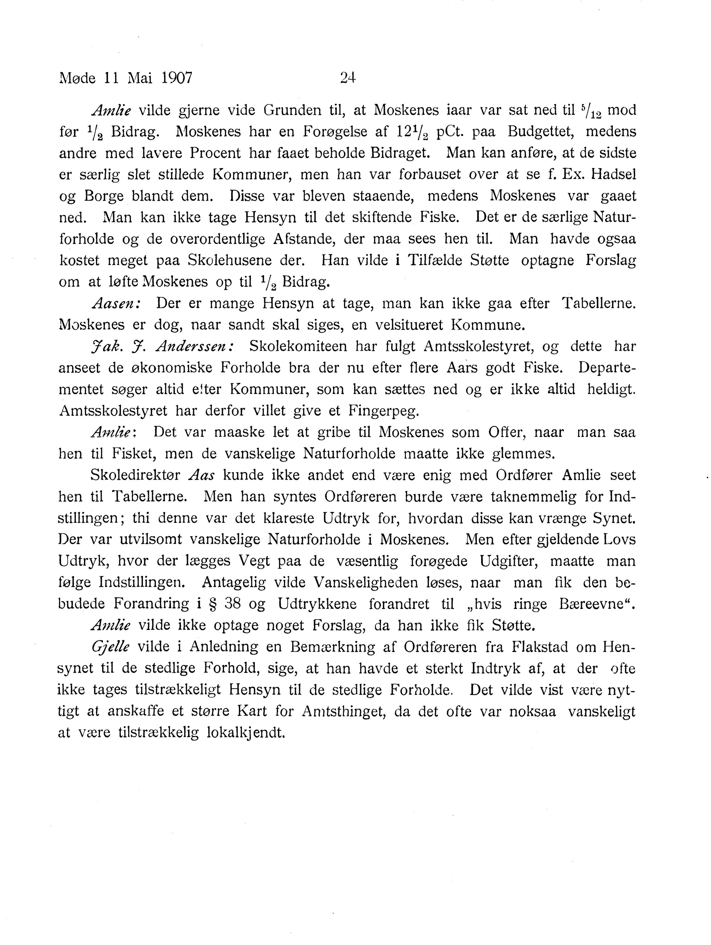 Nordland Fylkeskommune. Fylkestinget, AIN/NFK-17/176/A/Ac/L0030: Fylkestingsforhandlinger 1907, 1907