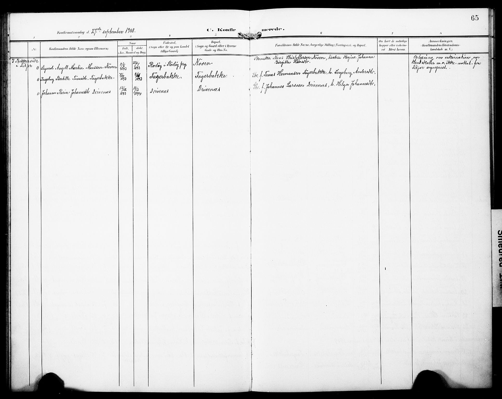 Austevoll sokneprestembete, AV/SAB-A-74201/H/Ha/Hab/Habb/L0005: Klokkerbok nr. B 5, 1902-1910, s. 65